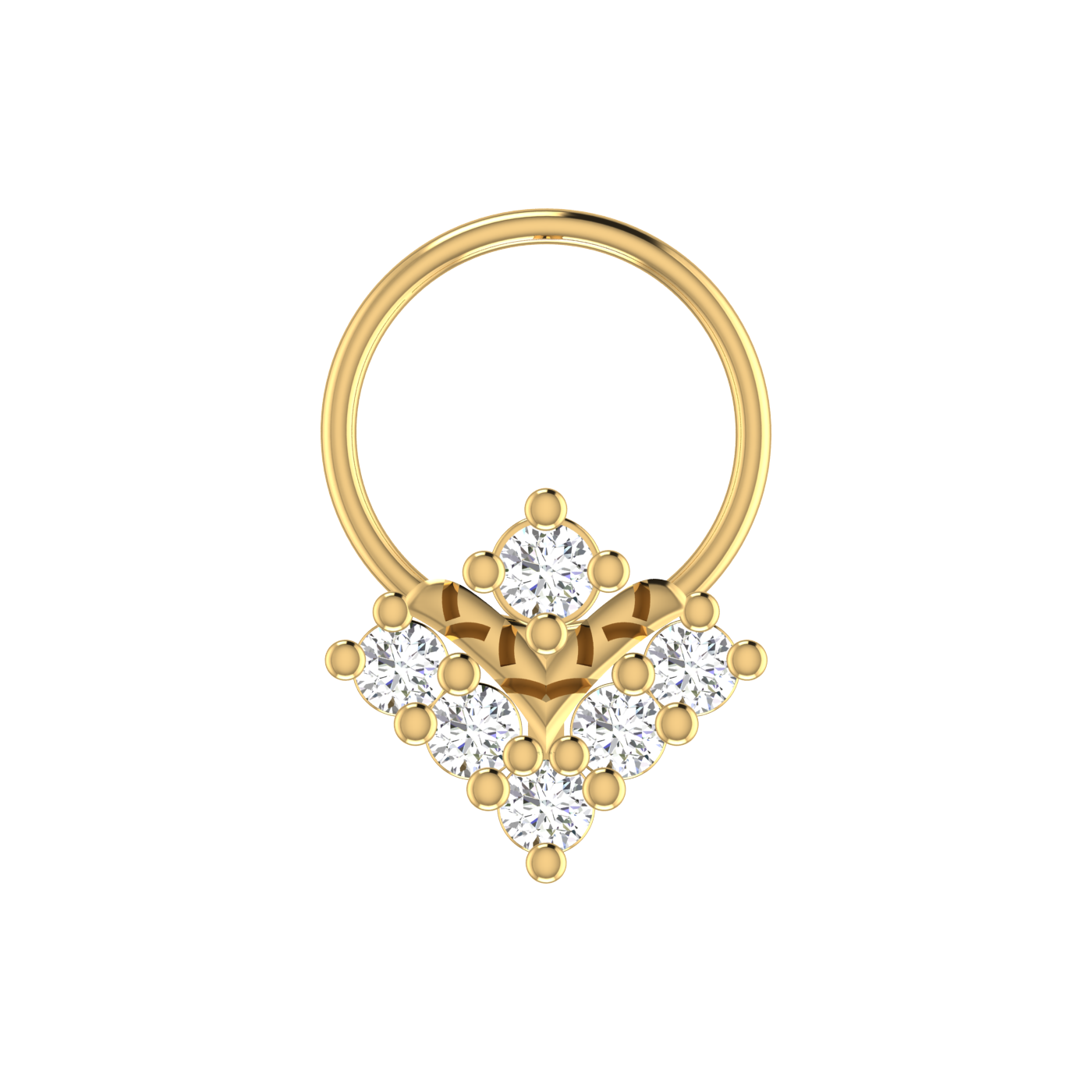 14K Gold Regal Radiance Design 0.13ct Lab Grown Diamond Nose Pin