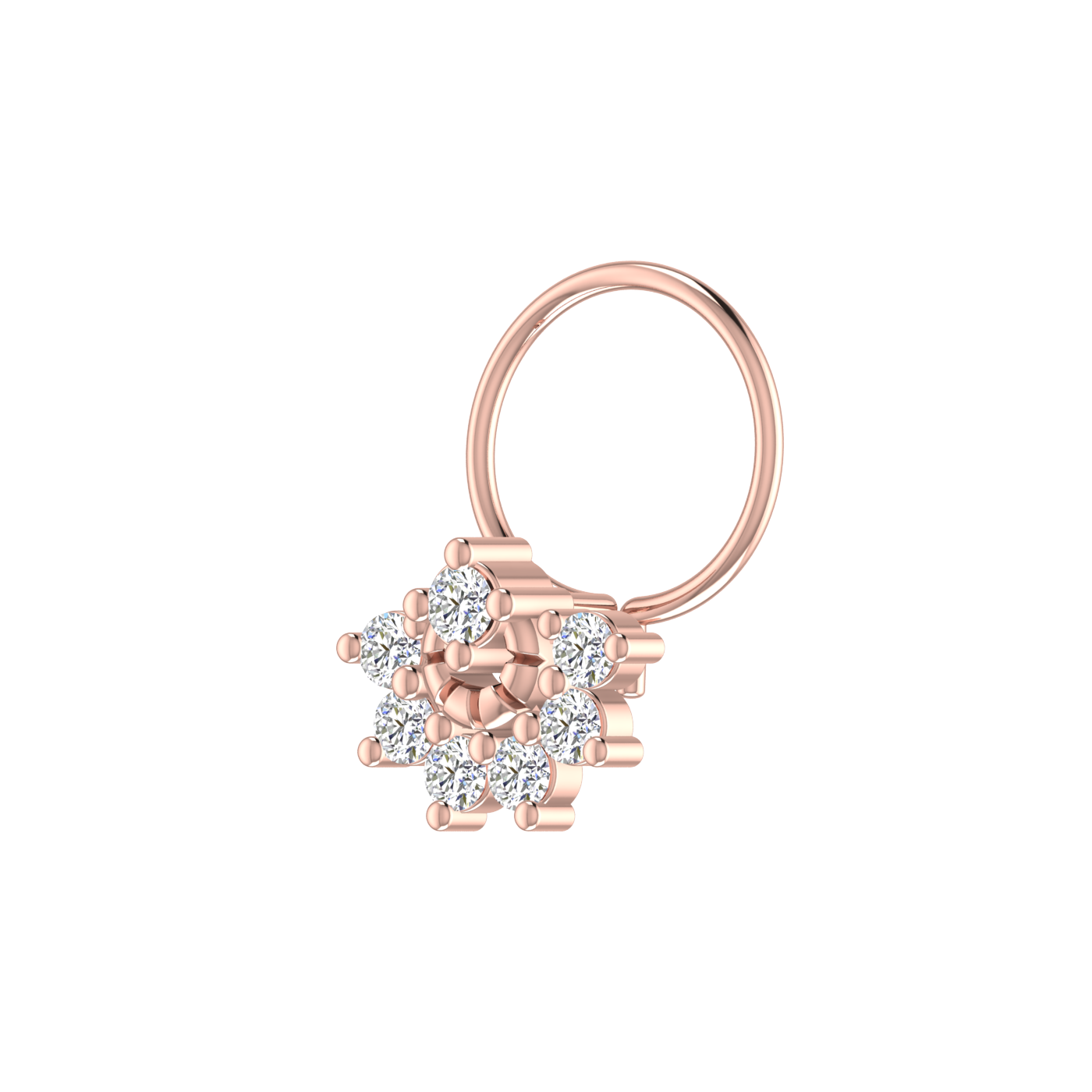 14K Gold Eternal Blossom Design 0.15ct Lab Grown Diamond Nose Pin