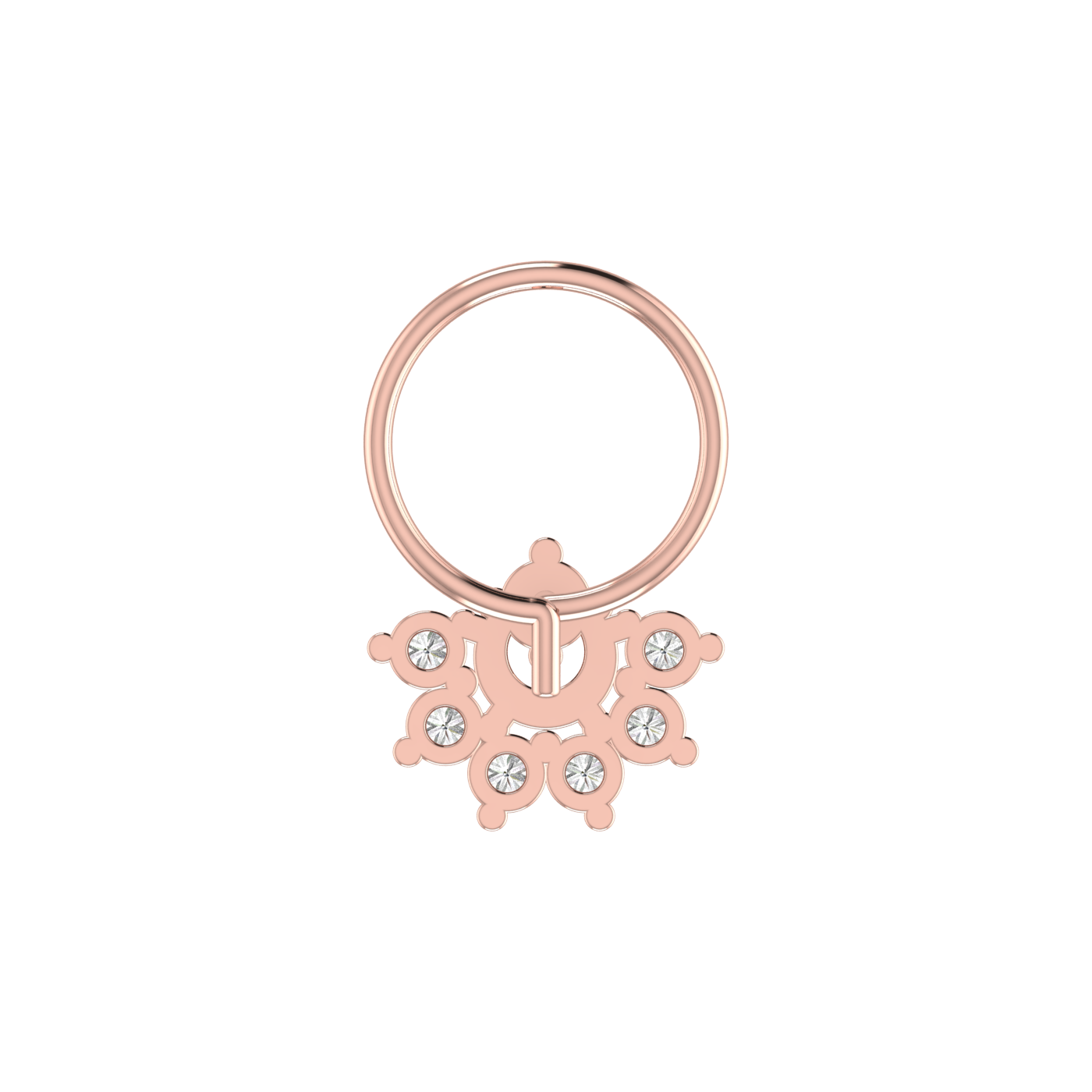14K Gold Eternal Blossom Design 0.15ct Lab Grown Diamond Nose Pin