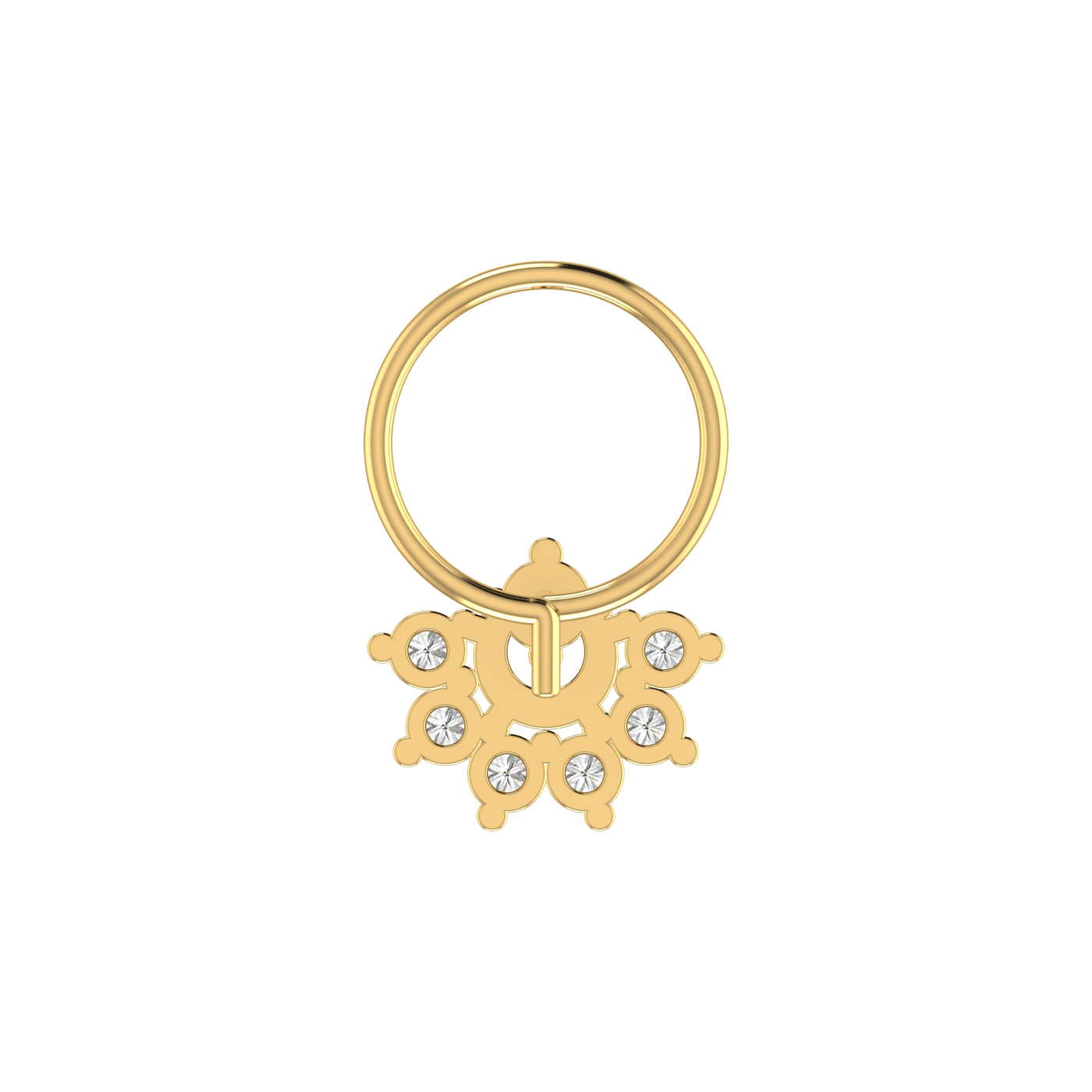14K Gold Eternal Blossom Design 0.15ct Lab Grown Diamond Nose Pin