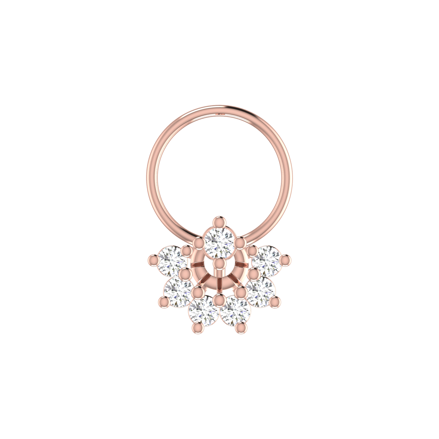 14K Gold Eternal Blossom Design 0.15ct Lab Grown Diamond Nose Pin