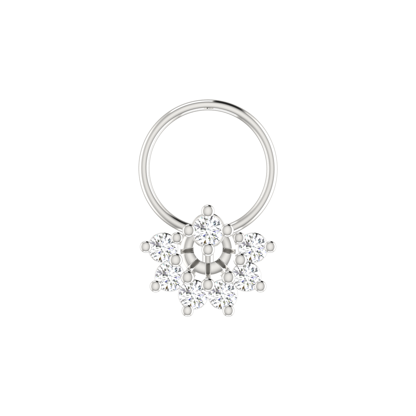 14K Gold Eternal Blossom Design 0.15ct Lab Grown Diamond Nose Pin