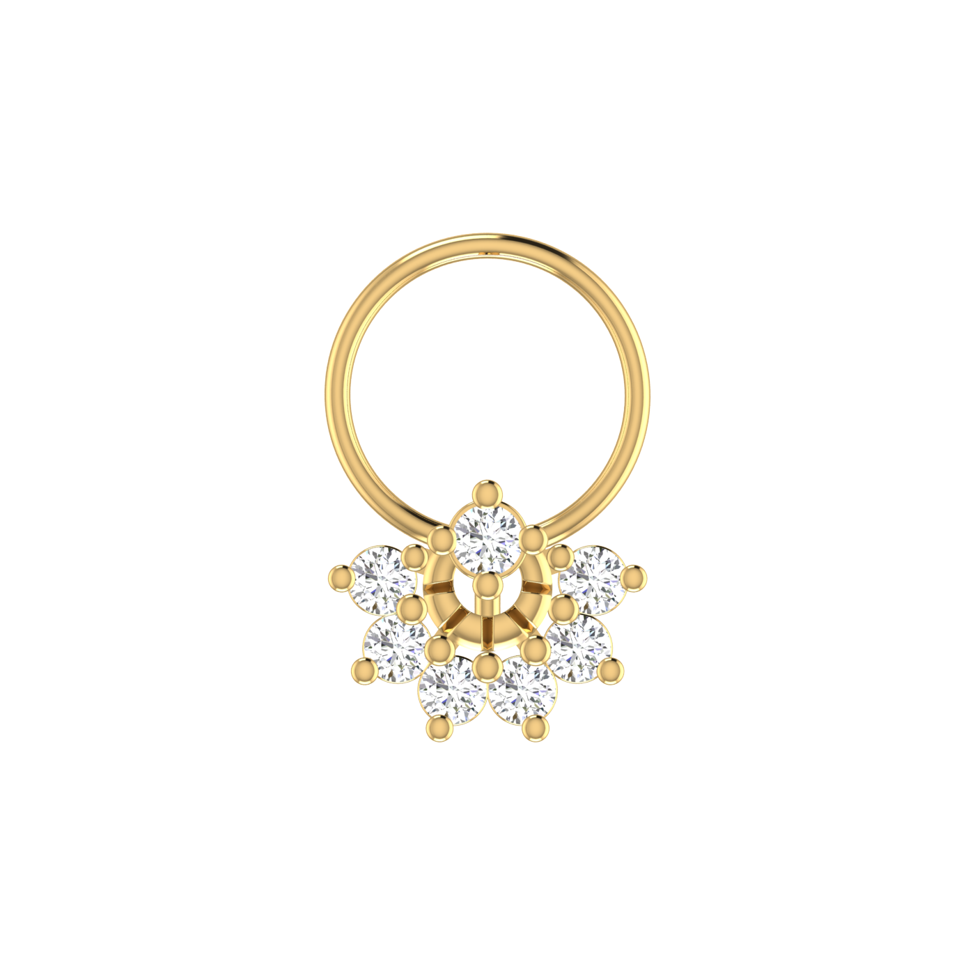 14K Gold Eternal Blossom Design 0.15ct Lab Grown Diamond Nose Pin