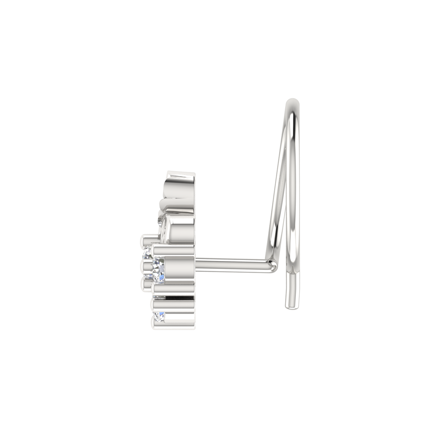 14K Gold Royal Fleur Design 0.1ct Lab Grown Diamond Nose Pin