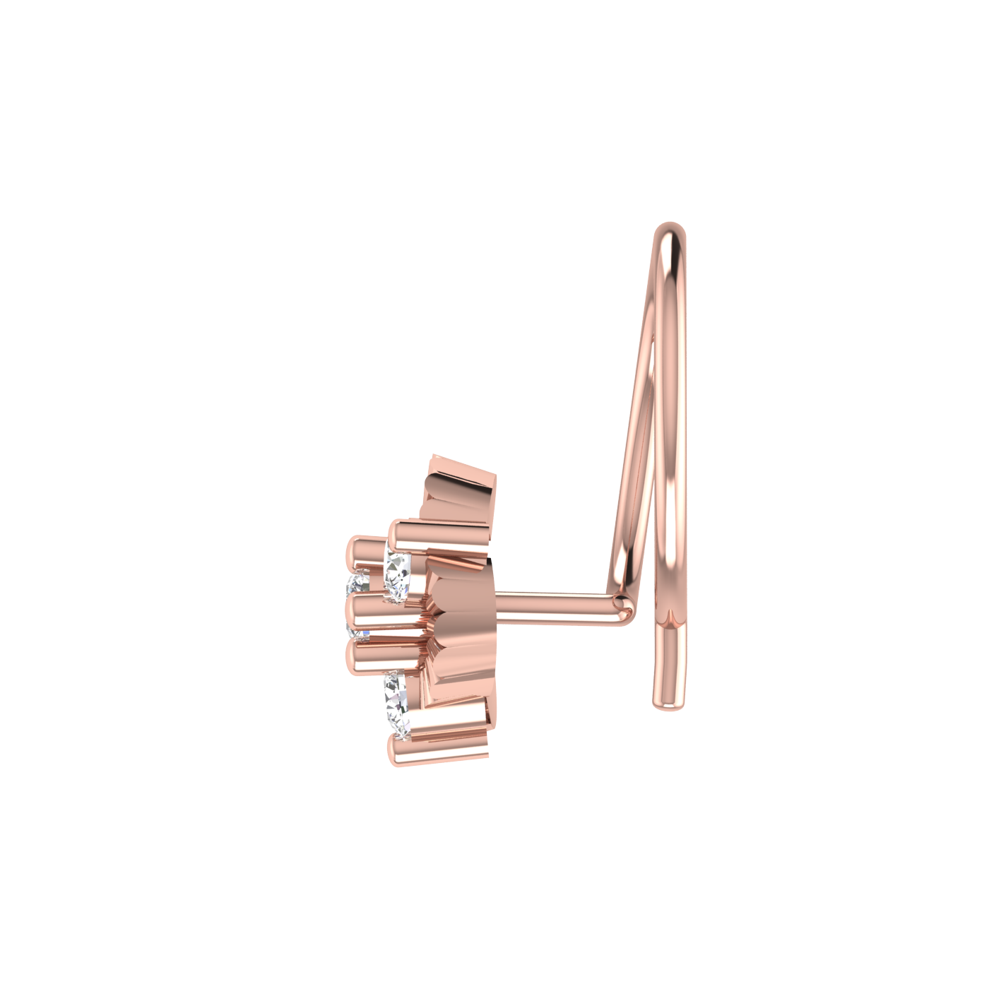 14K Gold Sunburst Elegance Design 0.09ct Lab Grown Diamond Nose Pin