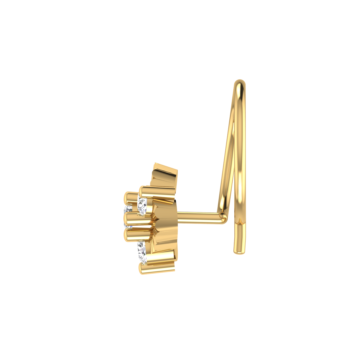14K Gold Sunburst Elegance Design 0.09ct Lab Grown Diamond Nose Pin