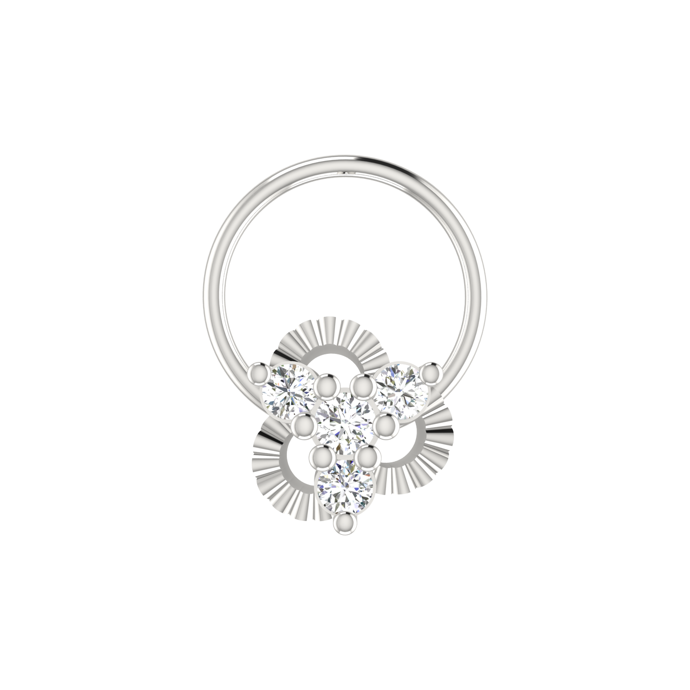 14K Gold Sunburst Elegance Design 0.09ct Lab Grown Diamond Nose Pin