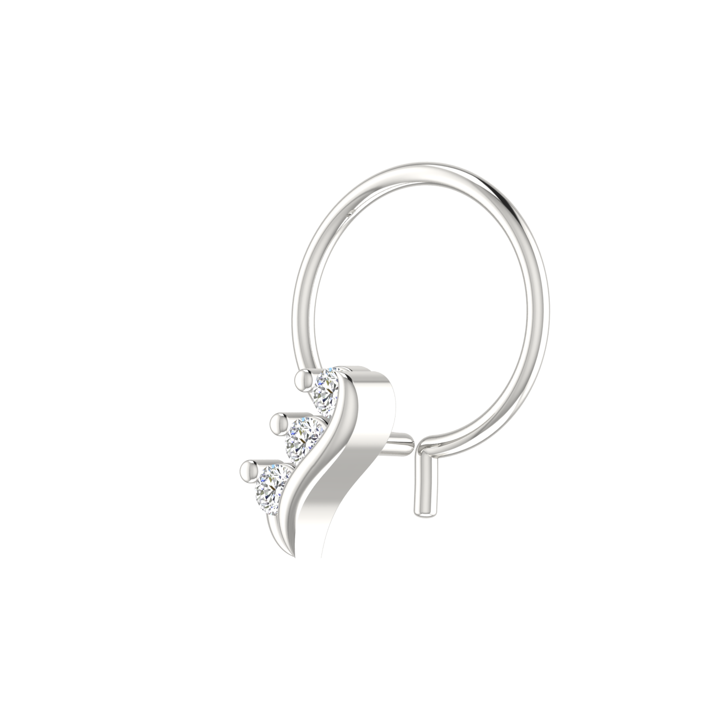 14K Gold Graceful Wave Design 0.054ct Lab Grown Diamond Nose Pin