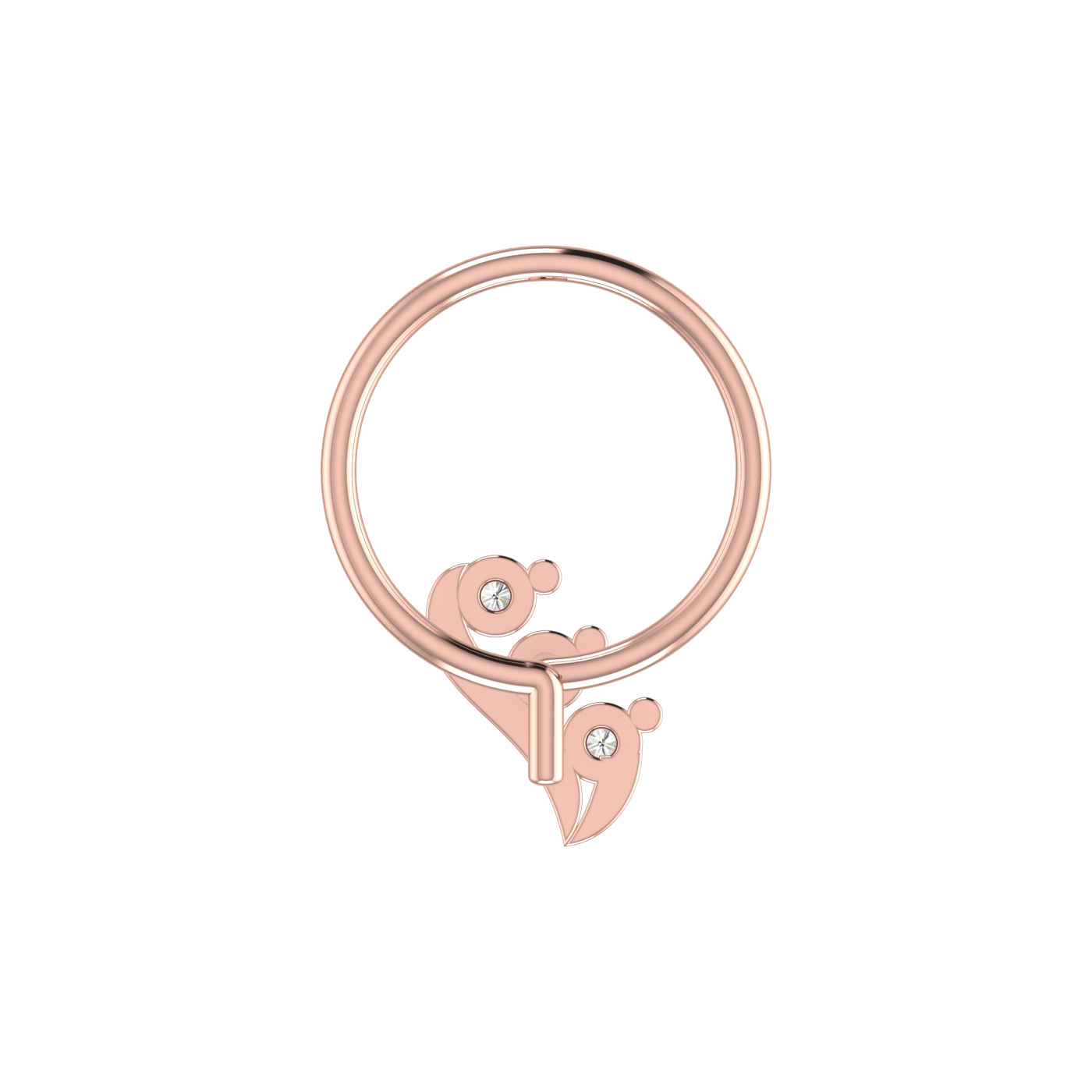 14K Gold Graceful Wave Design 0.054ct Lab Grown Diamond Nose Pin