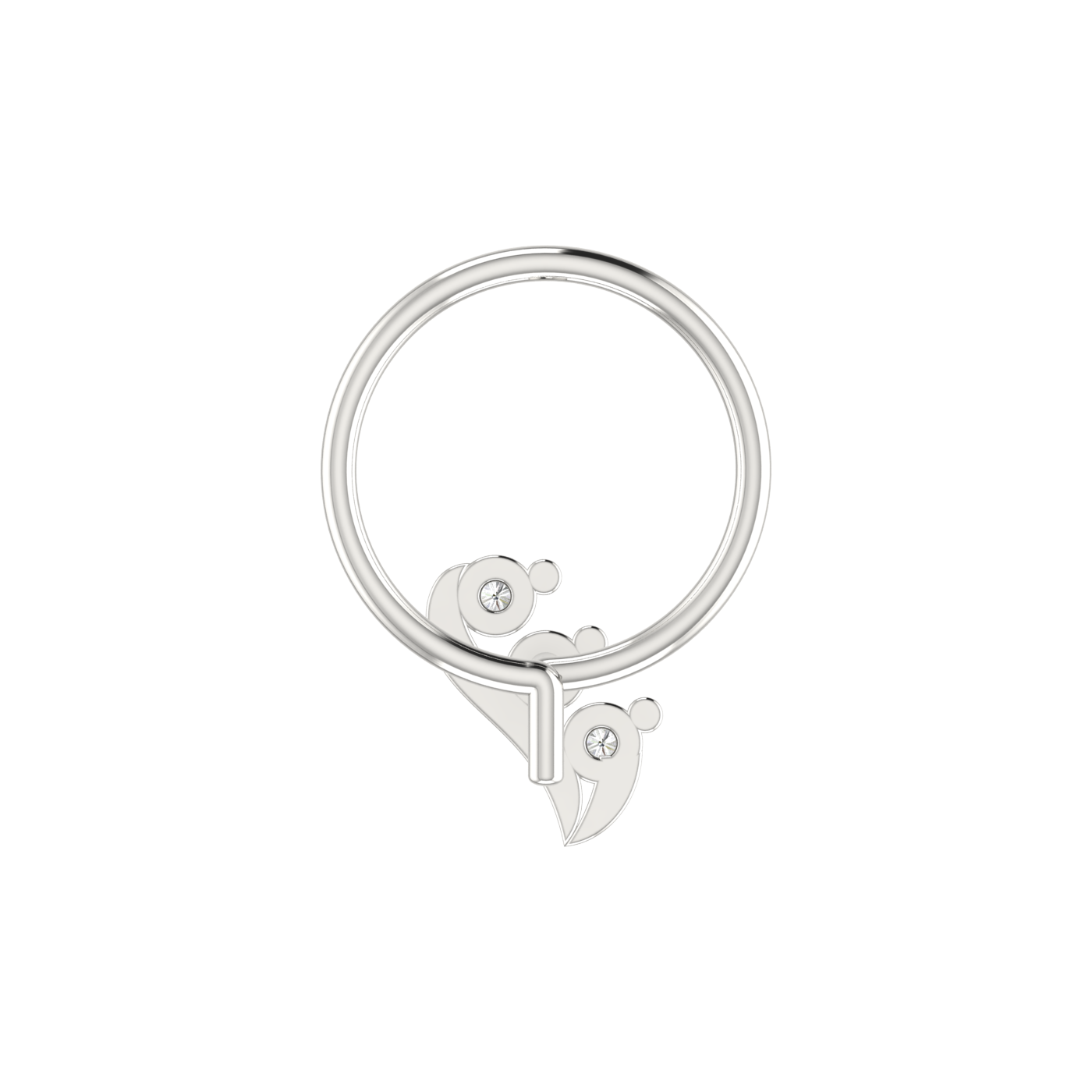 14K Gold Graceful Wave Design 0.054ct Lab Grown Diamond Nose Pin