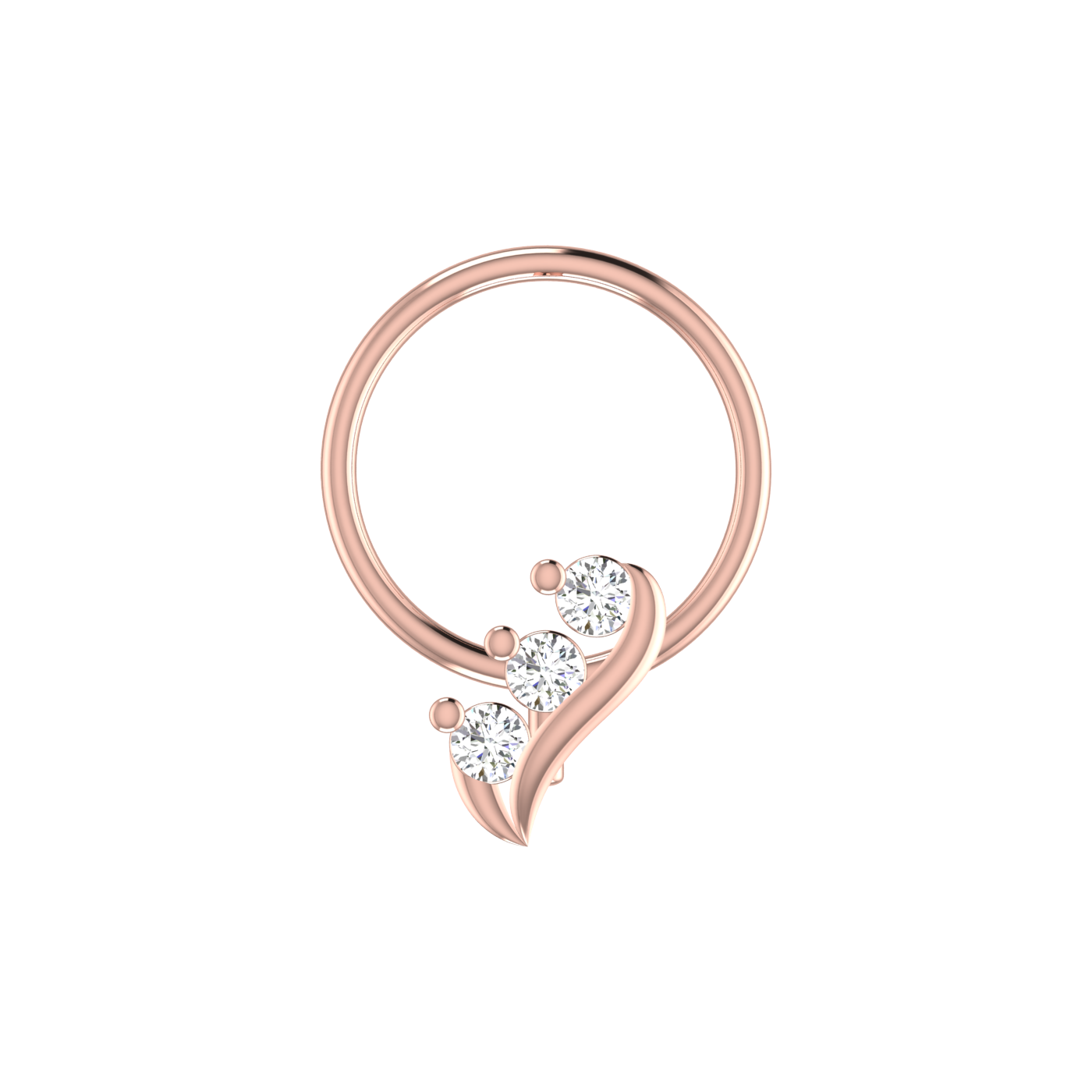 14K Gold Graceful Wave Design 0.054ct Lab Grown Diamond Nose Pin