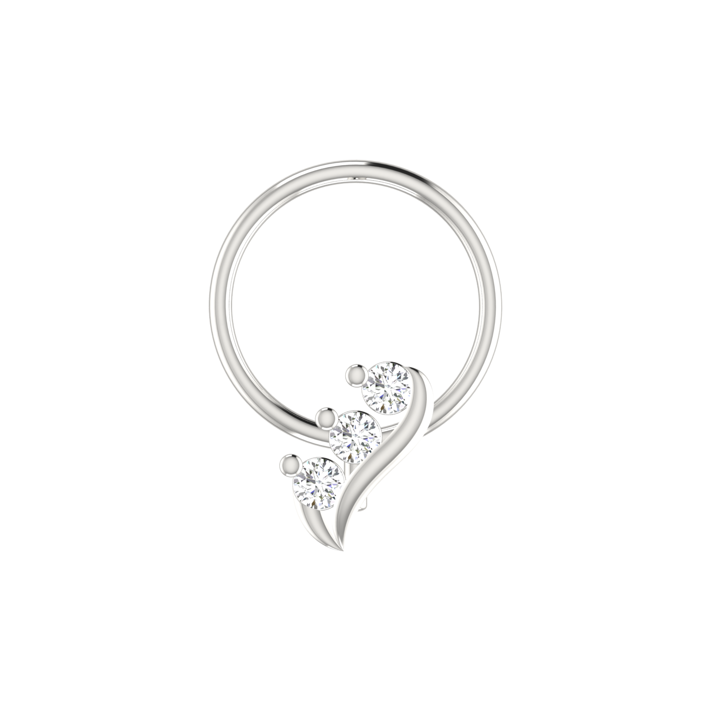 14K Gold Graceful Wave Design 0.054ct Lab Grown Diamond Nose Pin