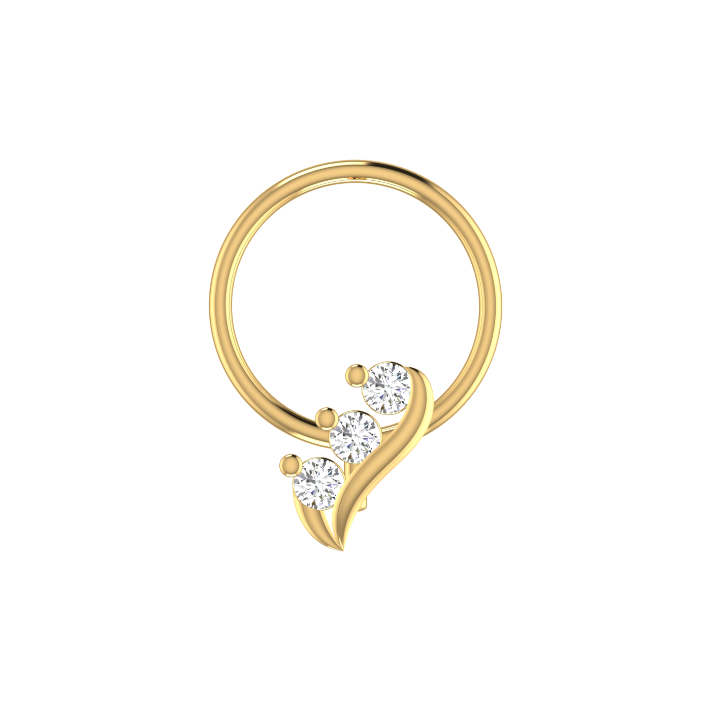 14K Gold Graceful Wave Design 0.054ct Lab Grown Diamond Nose Pin