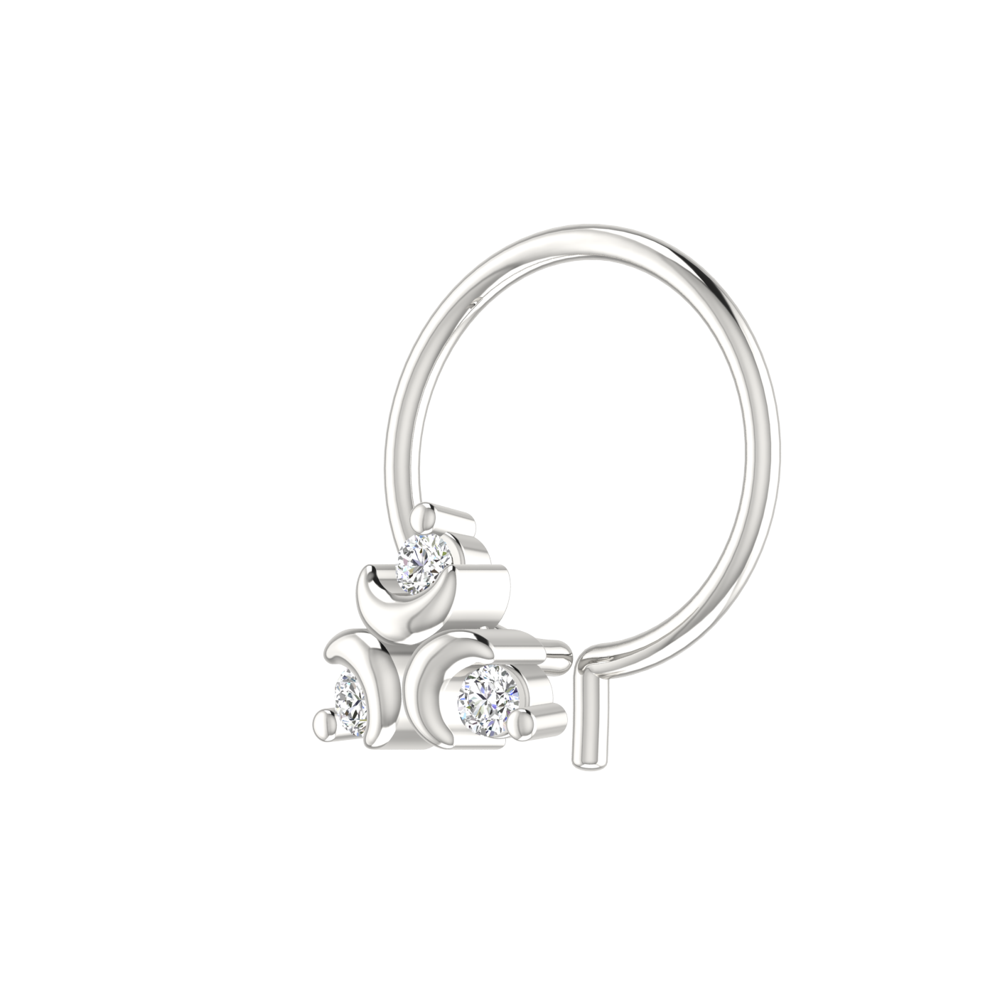 14K Gold Moonbeam Glow Design 0.045ct Lab Grown Diamond Nose Pin