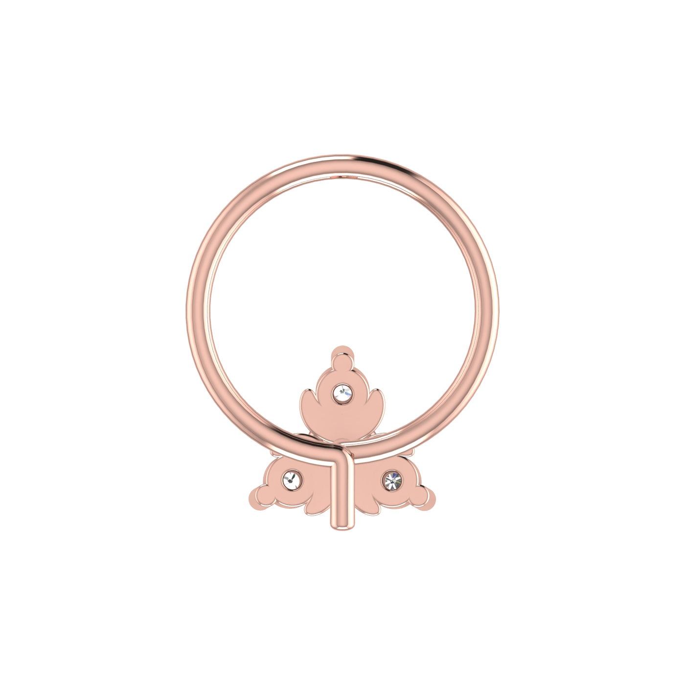 14K Gold Moonbeam Glow Design 0.045ct Lab Grown Diamond Nose Pin