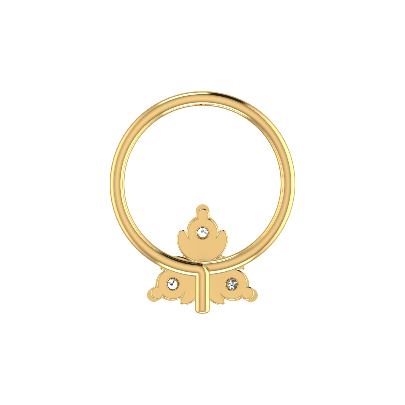 14K Gold Moonbeam Glow Design 0.045ct Lab Grown Diamond Nose Pin