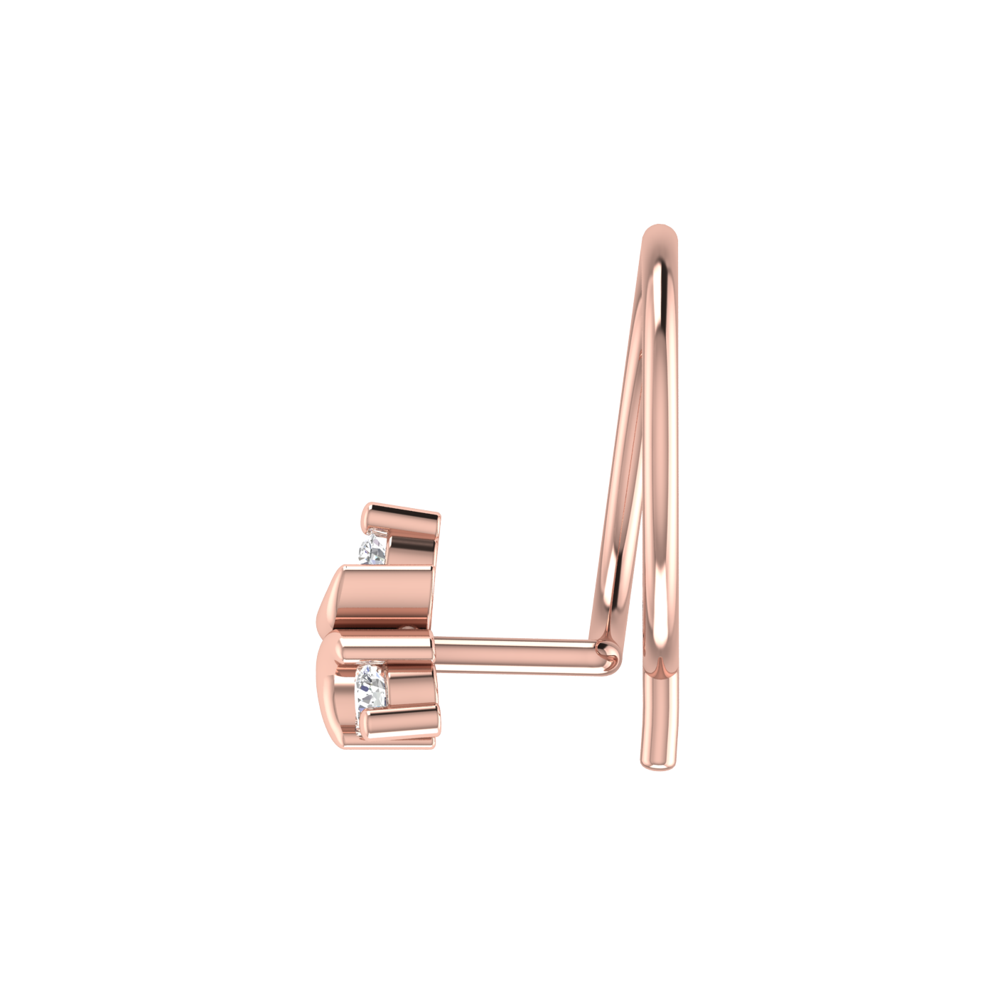 14K Gold Moonbeam Glow Design 0.045ct Lab Grown Diamond Nose Pin