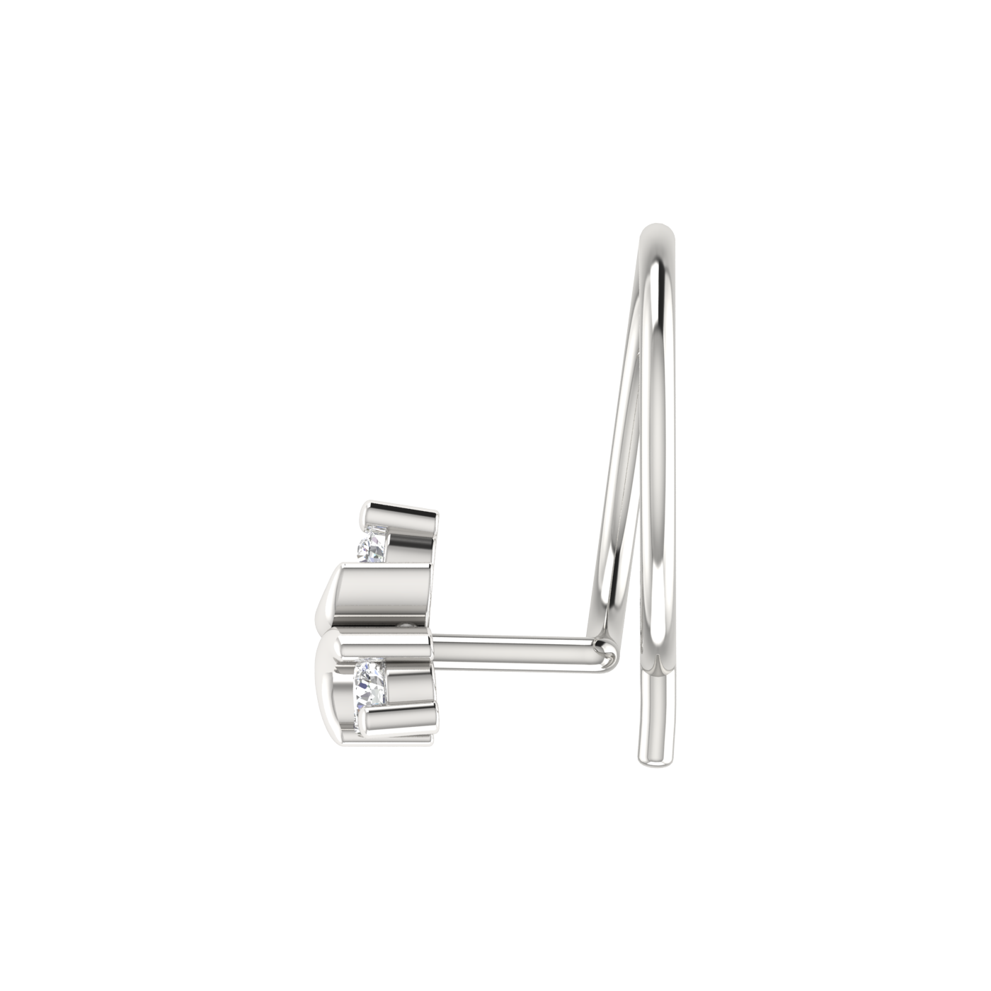 14K Gold Moonbeam Glow Design 0.045ct Lab Grown Diamond Nose Pin