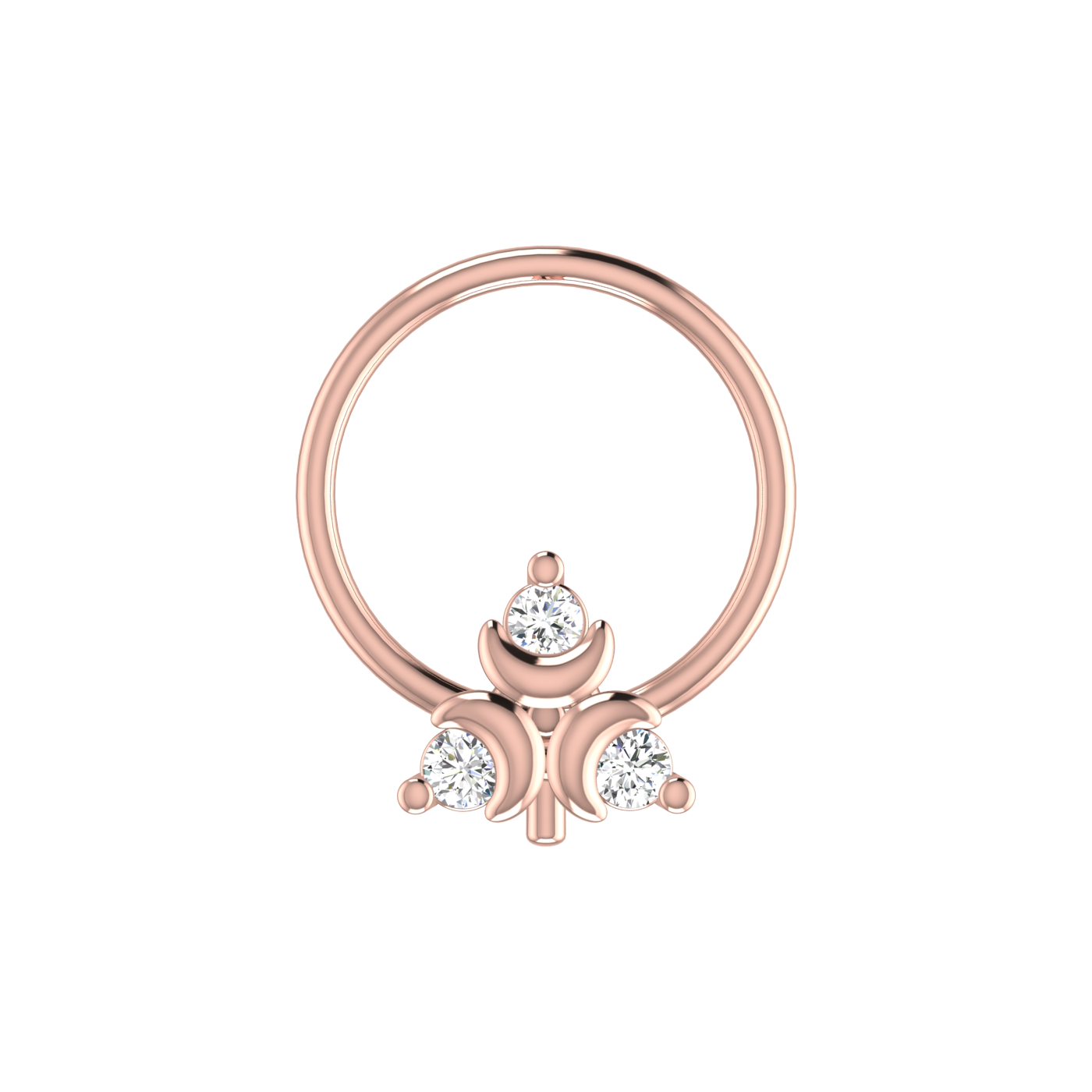 14K Gold Moonbeam Glow Design 0.045ct Lab Grown Diamond Nose Pin