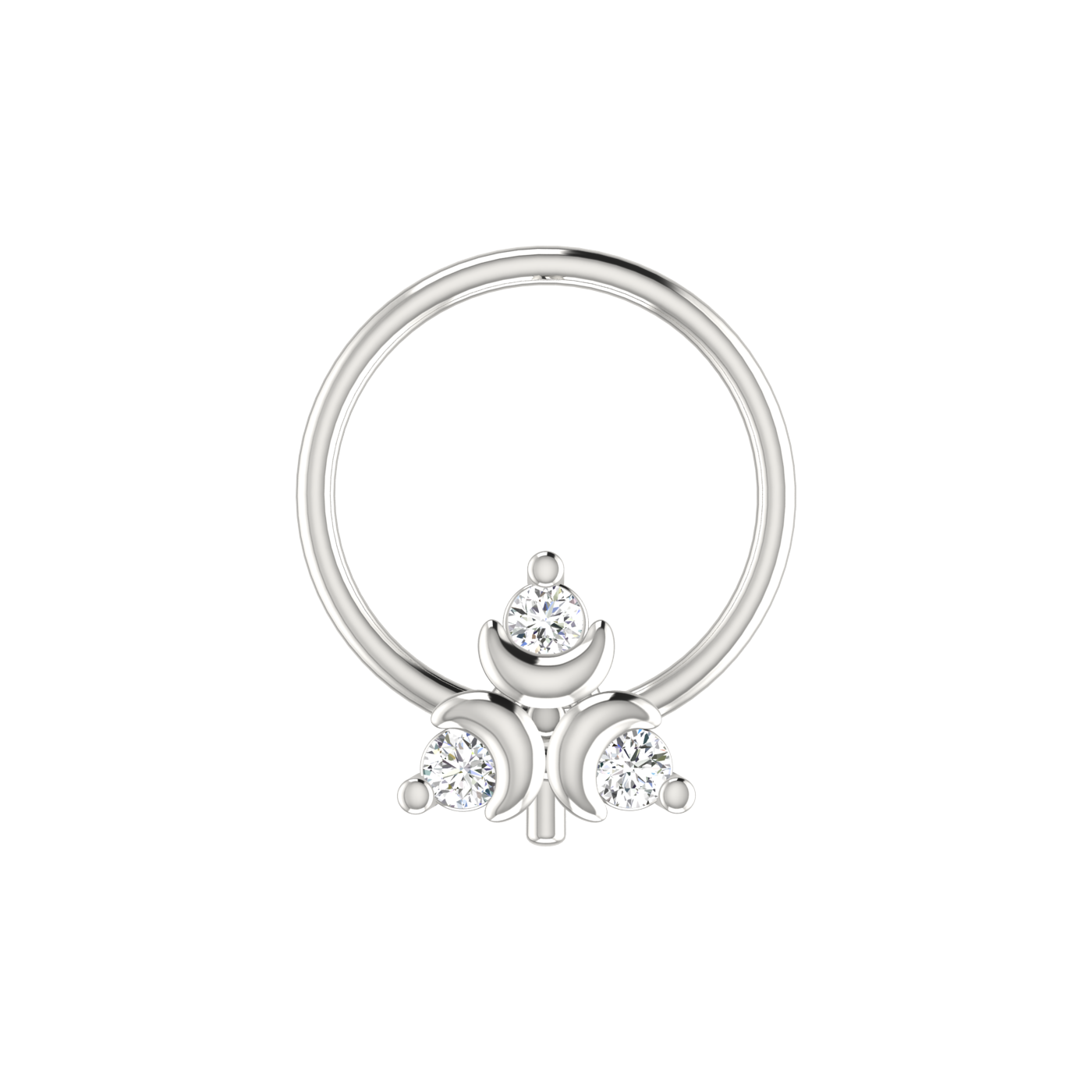 14K Gold Moonbeam Glow Design 0.045ct Lab Grown Diamond Nose Pin