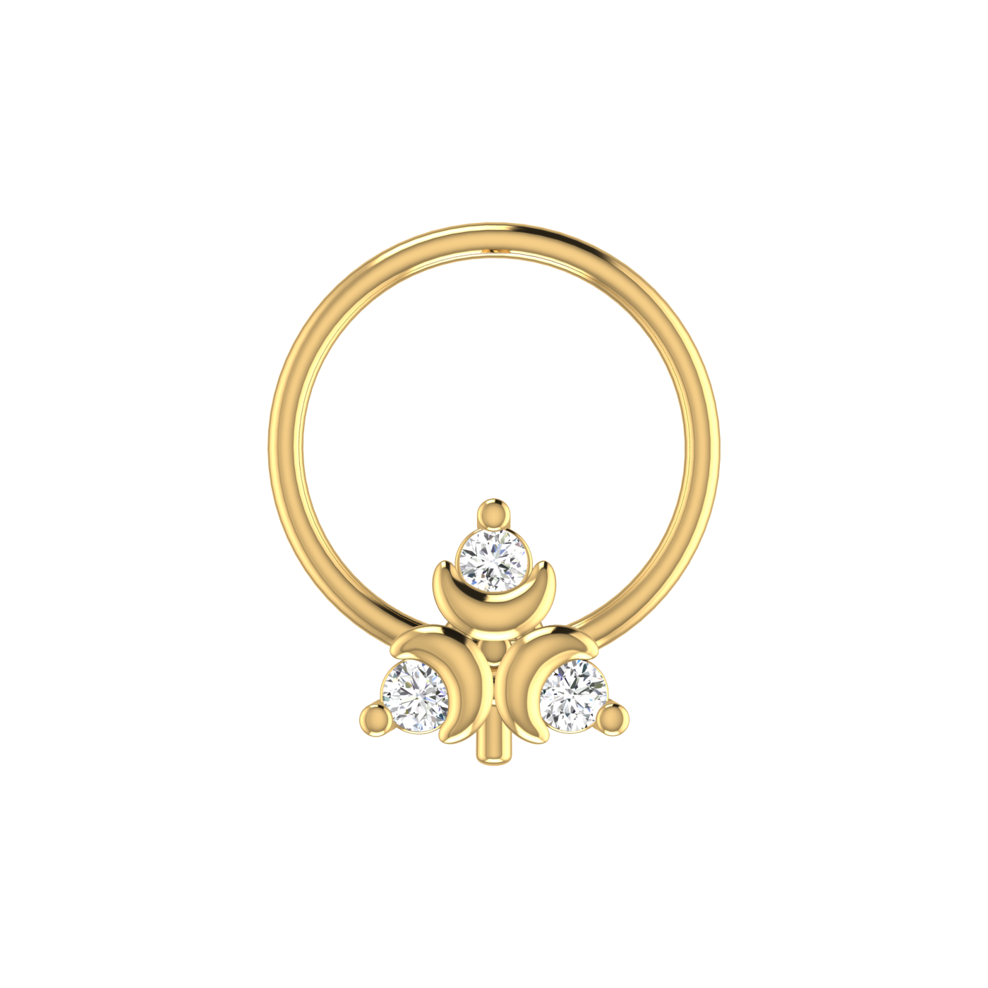 14K Gold Moonbeam Glow Design 0.045ct Lab Grown Diamond Nose Pin