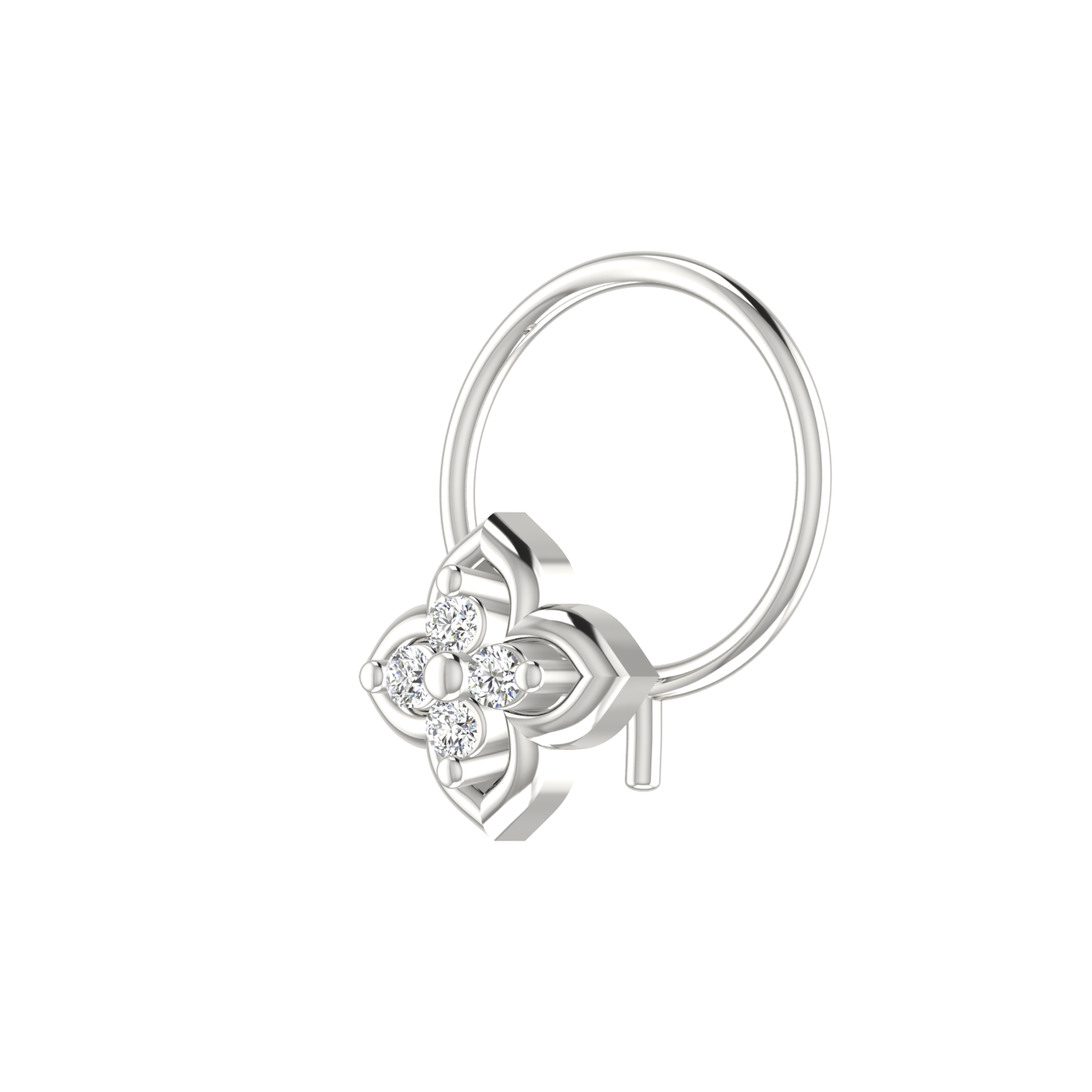 14K Gold Royal Blossom Design 0.04ct Lab Grown Diamond Nose Pin