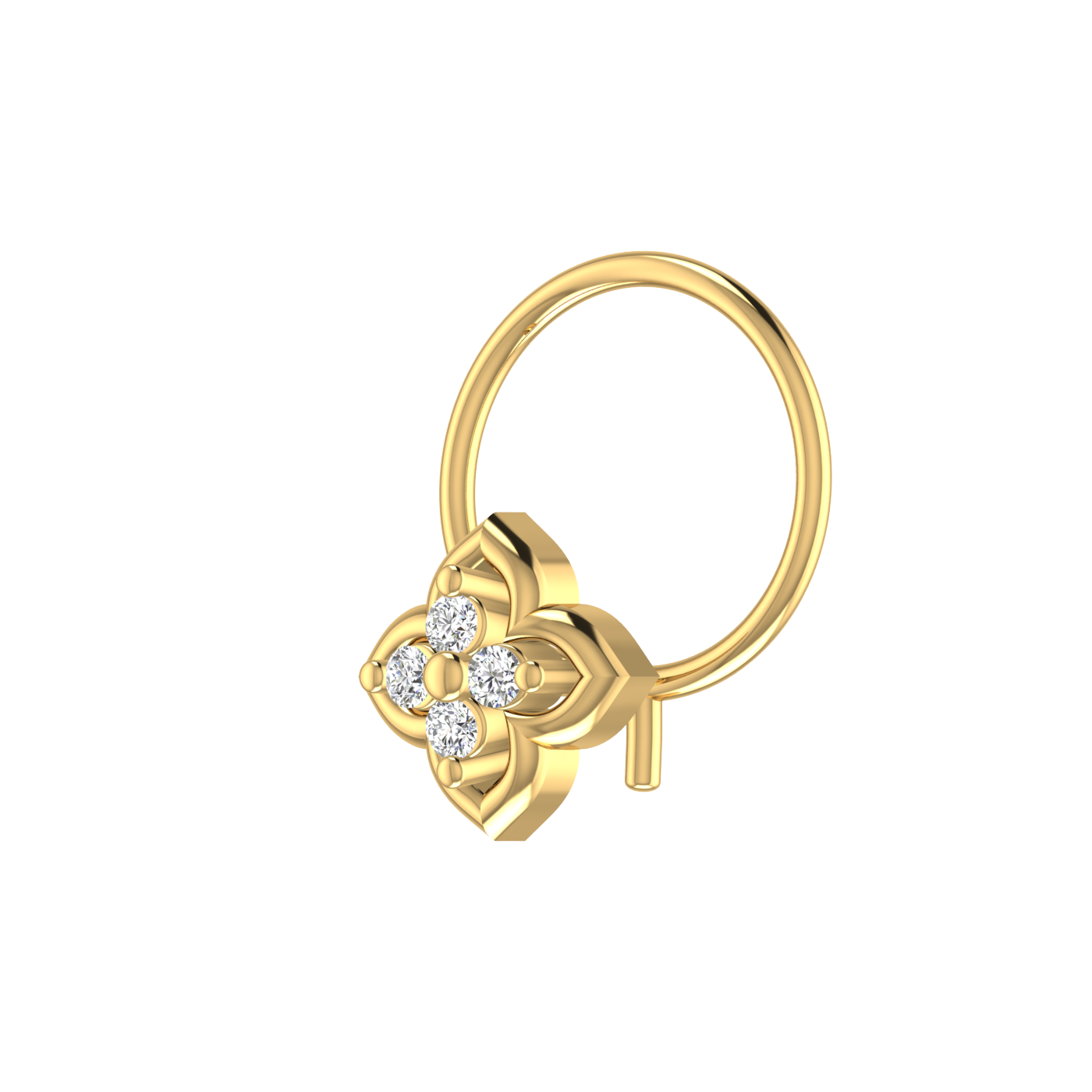 14K Gold Royal Blossom Design 0.04ct Lab Grown Diamond Nose Pin