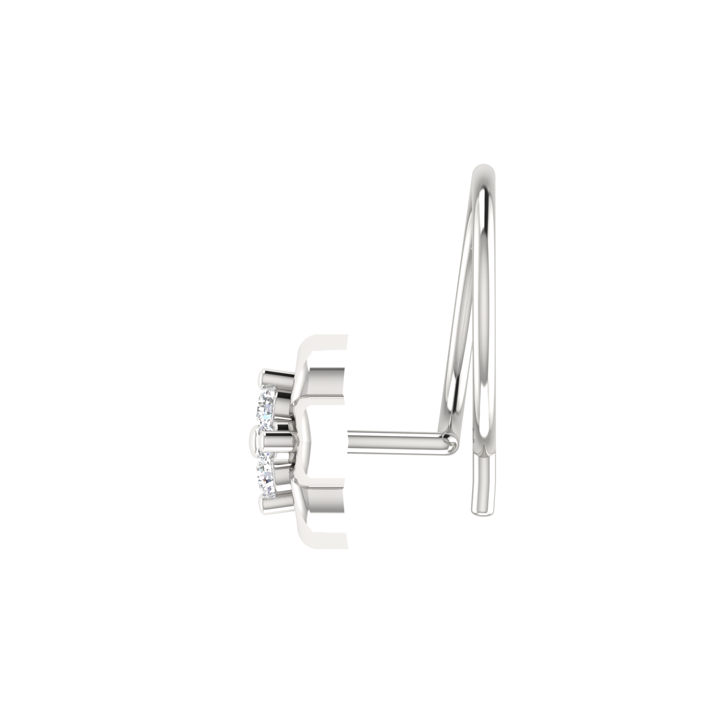 14K Gold Royal Blossom Design 0.04ct Lab Grown Diamond Nose Pin