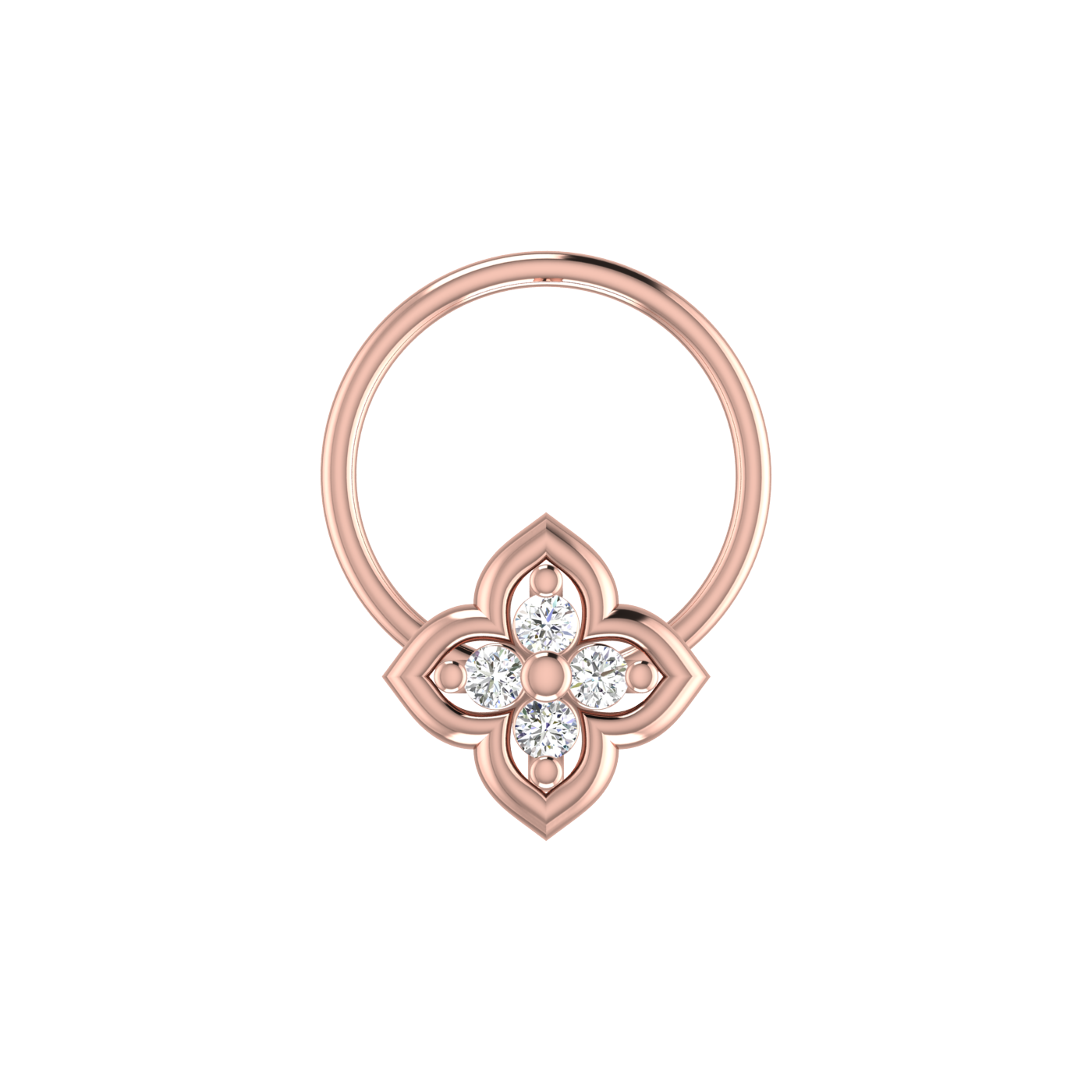 14K Gold Royal Blossom Design 0.04ct Lab Grown Diamond Nose Pin