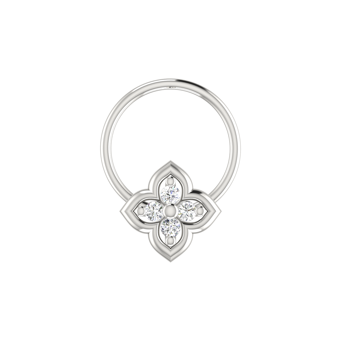 14K Gold Royal Blossom Design 0.04ct Lab Grown Diamond Nose Pin