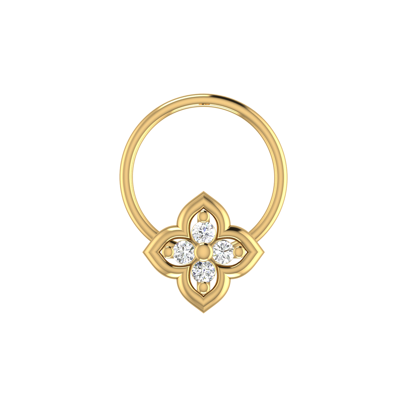 14K Gold Royal Blossom Design 0.04ct Lab Grown Diamond Nose Pin