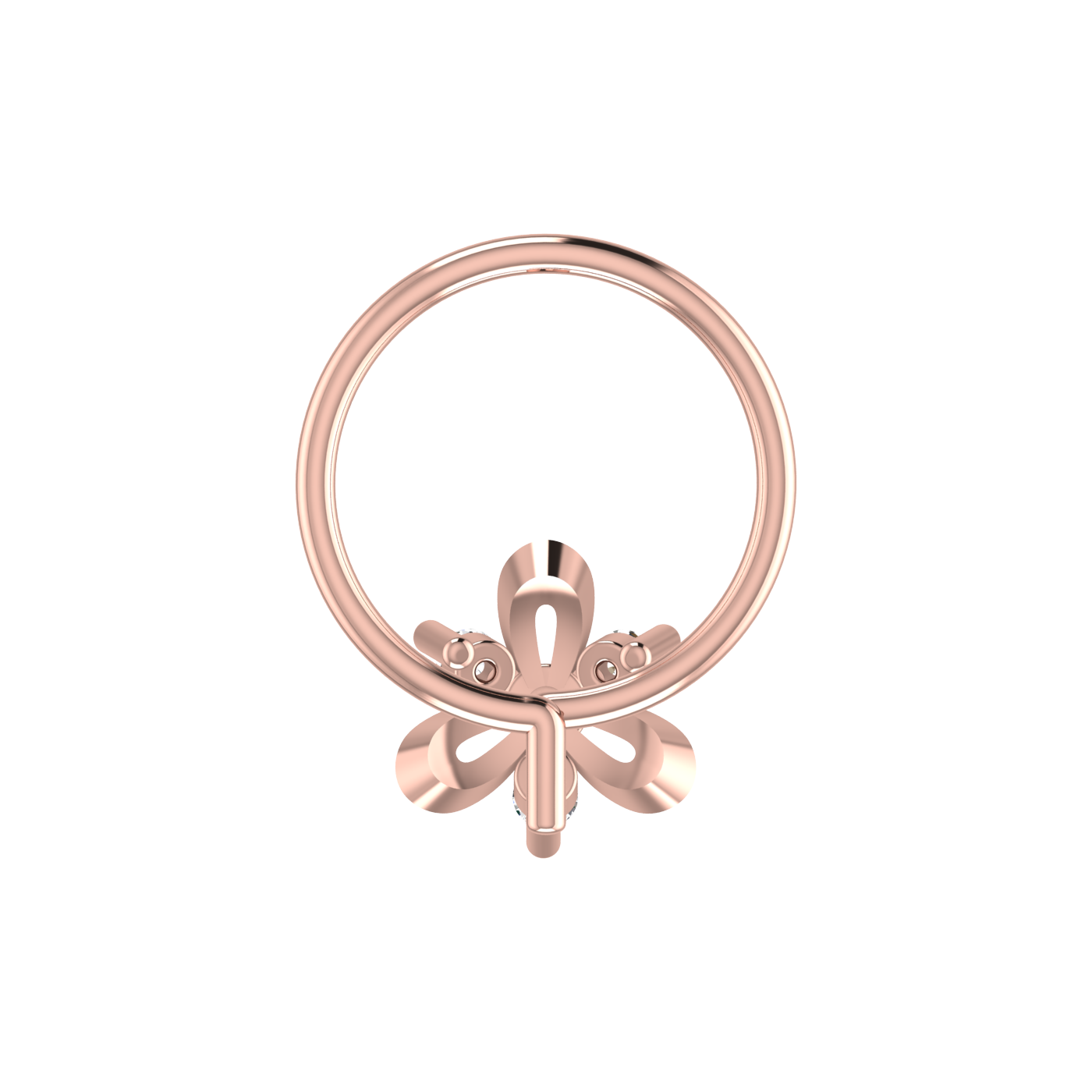 14K Gold Blooming Petal Design 0.039ct Lab Grown Diamond Nose Pin