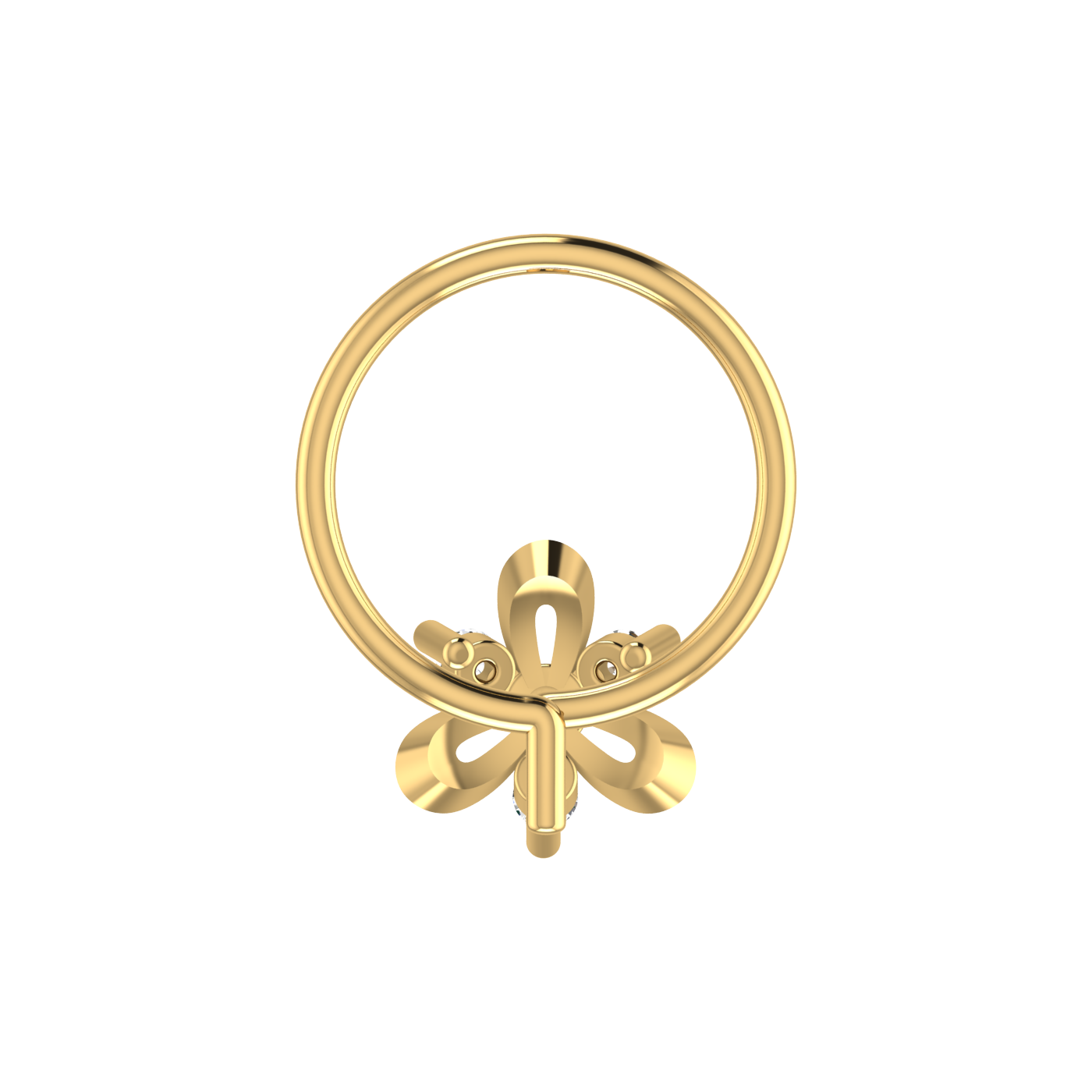 14K Gold Blooming Petal Design 0.039ct Lab Grown Diamond Nose Pin