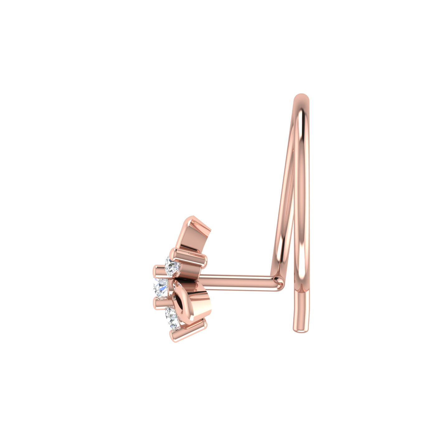 14K Gold Blooming Petal Design 0.039ct Lab Grown Diamond Nose Pin