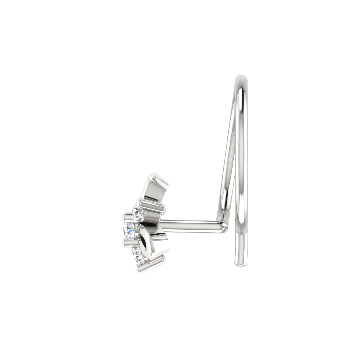 14K Gold Blooming Petal Design 0.039ct Lab Grown Diamond Nose Pin