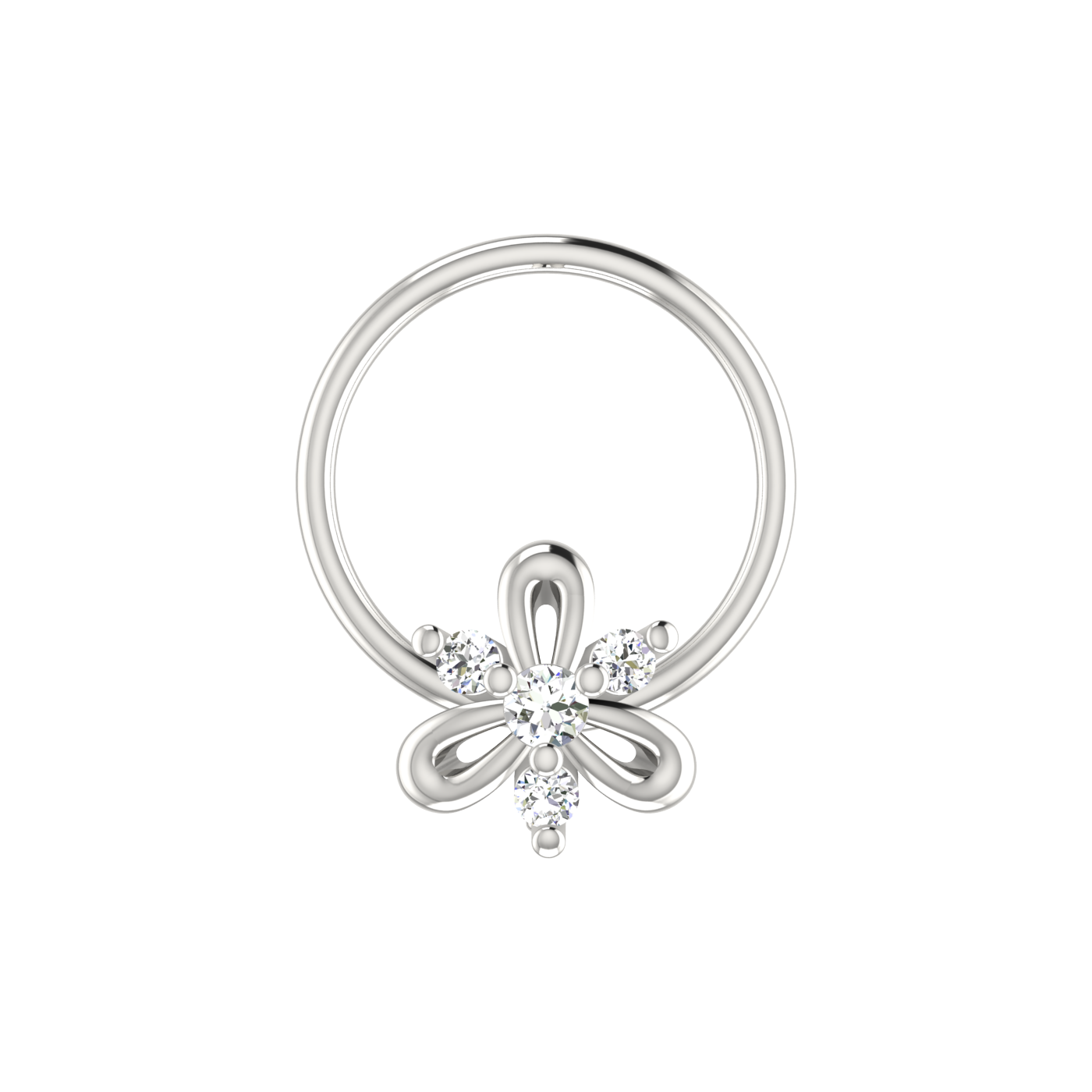 14K Gold Blooming Petal Design 0.039ct Lab Grown Diamond Nose Pin
