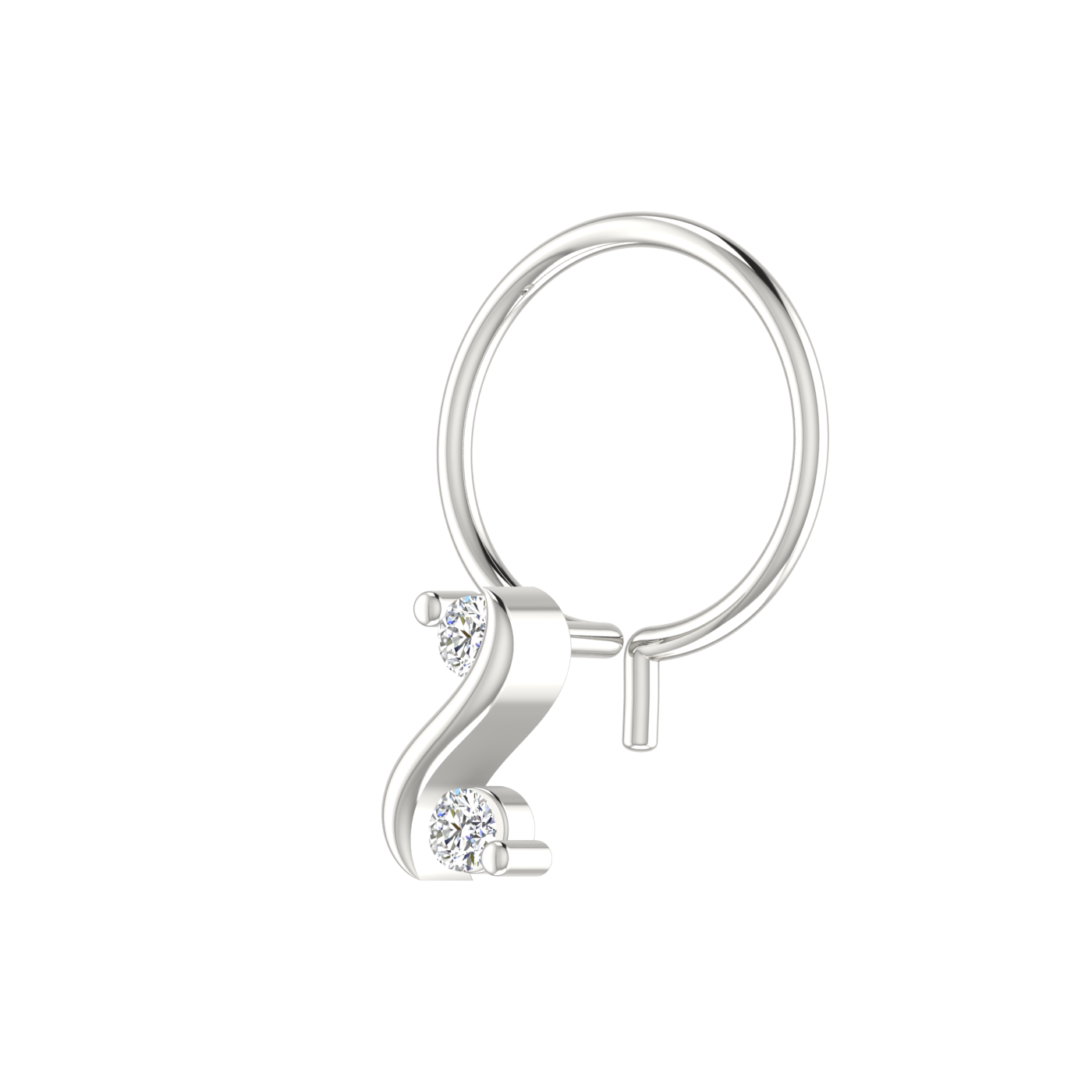 14K Gold Twist of Elegance Design 0.042ct Lab Grown Diamond Nose Pin