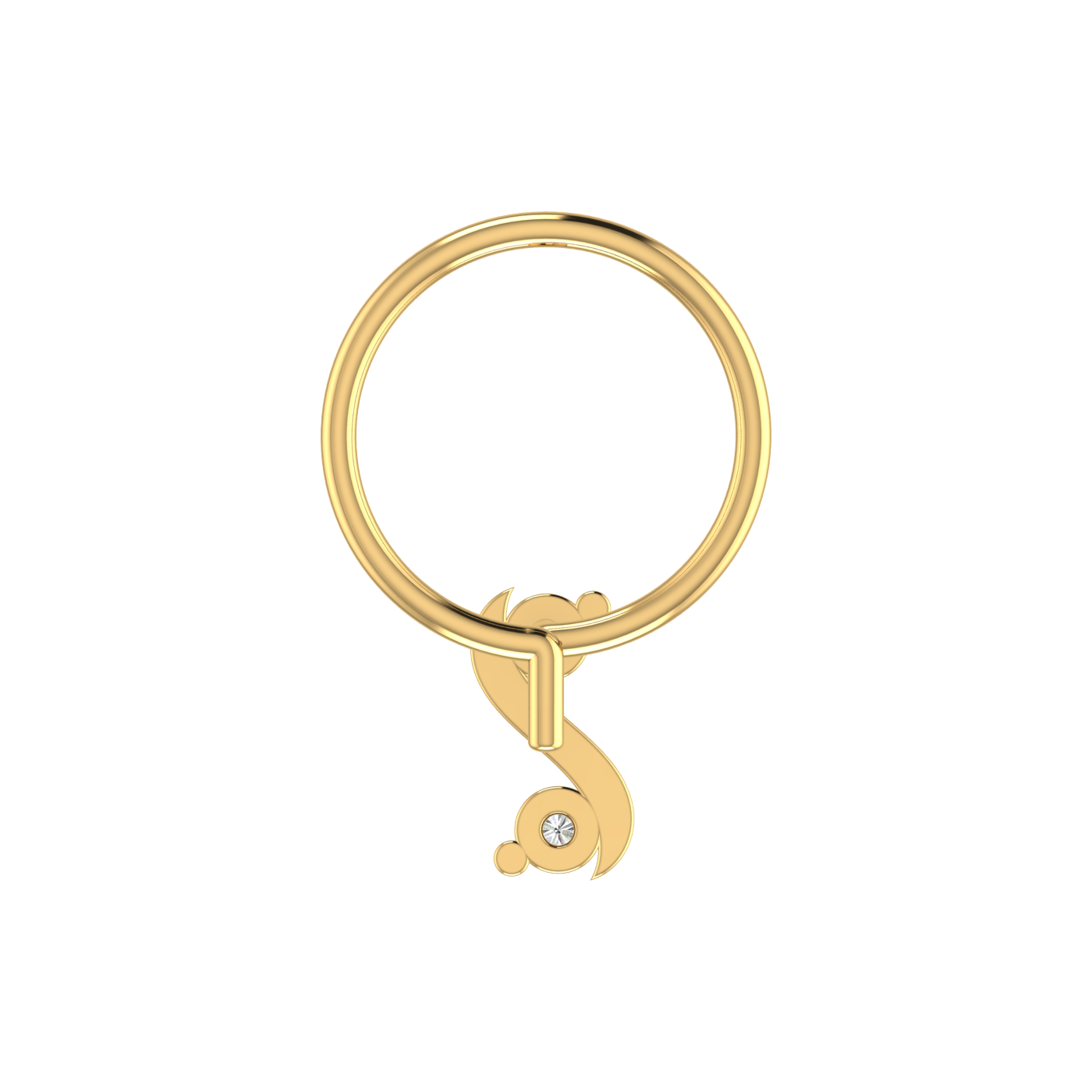 14K Gold Twist of Elegance Design 0.042ct Lab Grown Diamond Nose Pin