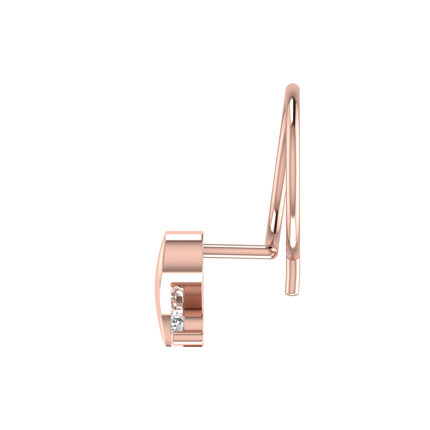 14K Gold Twist of Elegance Design 0.042ct Lab Grown Diamond Nose Pin