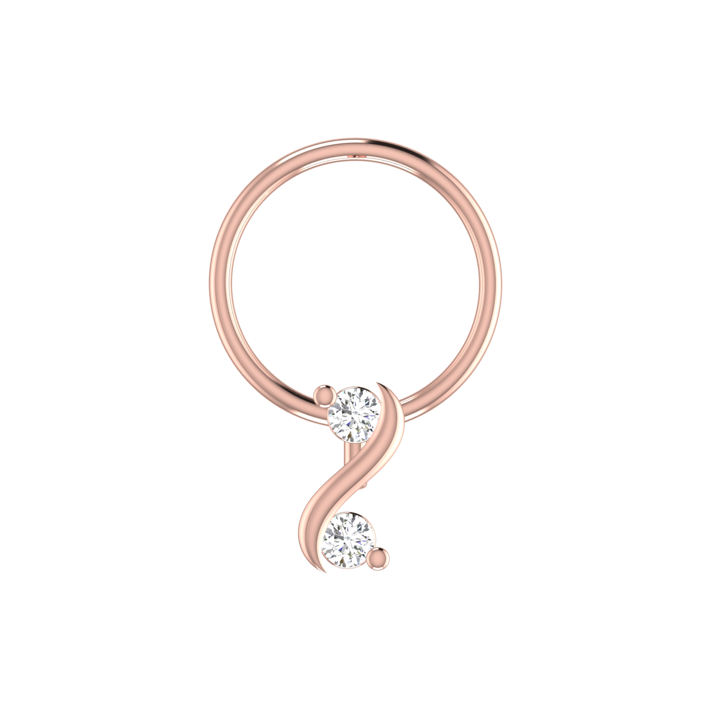 14K Gold Twist of Elegance Design 0.042ct Lab Grown Diamond Nose Pin