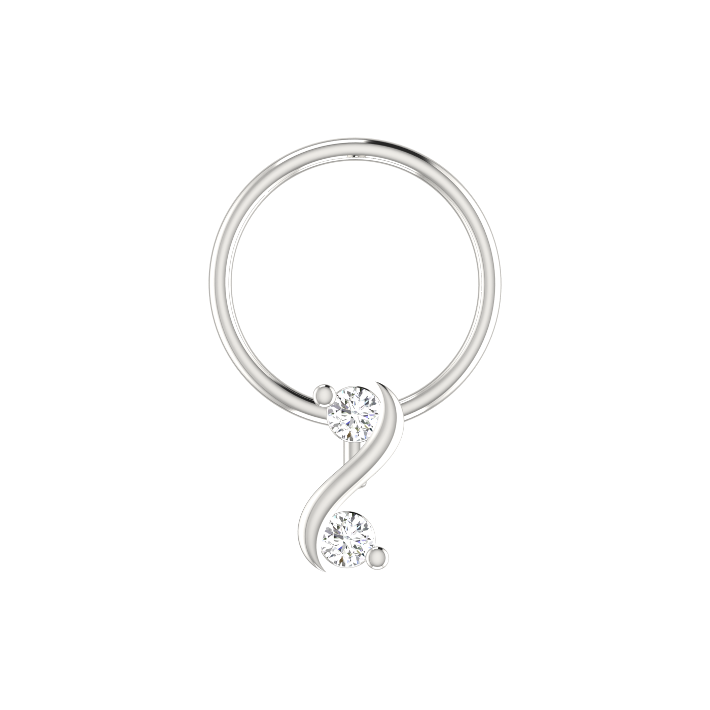 14K Gold Twist of Elegance Design 0.042ct Lab Grown Diamond Nose Pin
