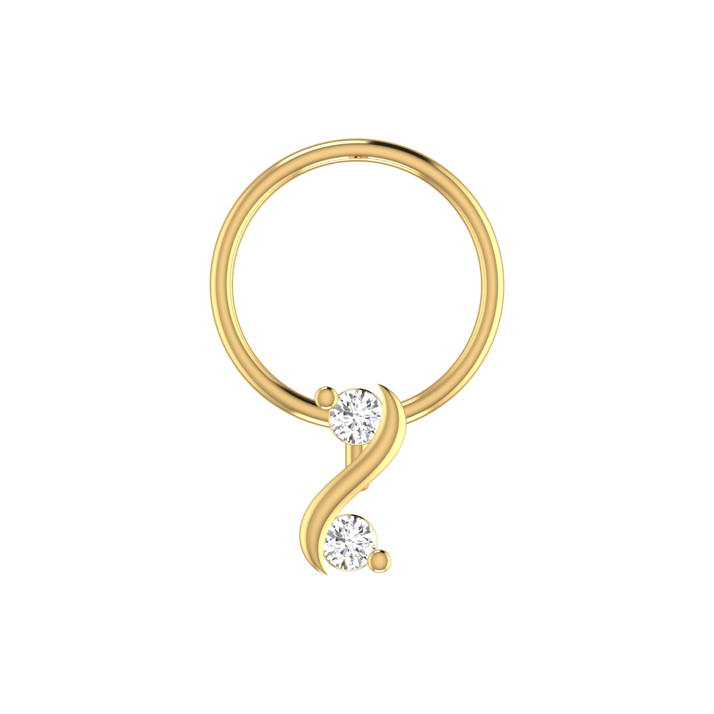 14K Gold Twist of Elegance Design 0.042ct Lab Grown Diamond Nose Pin