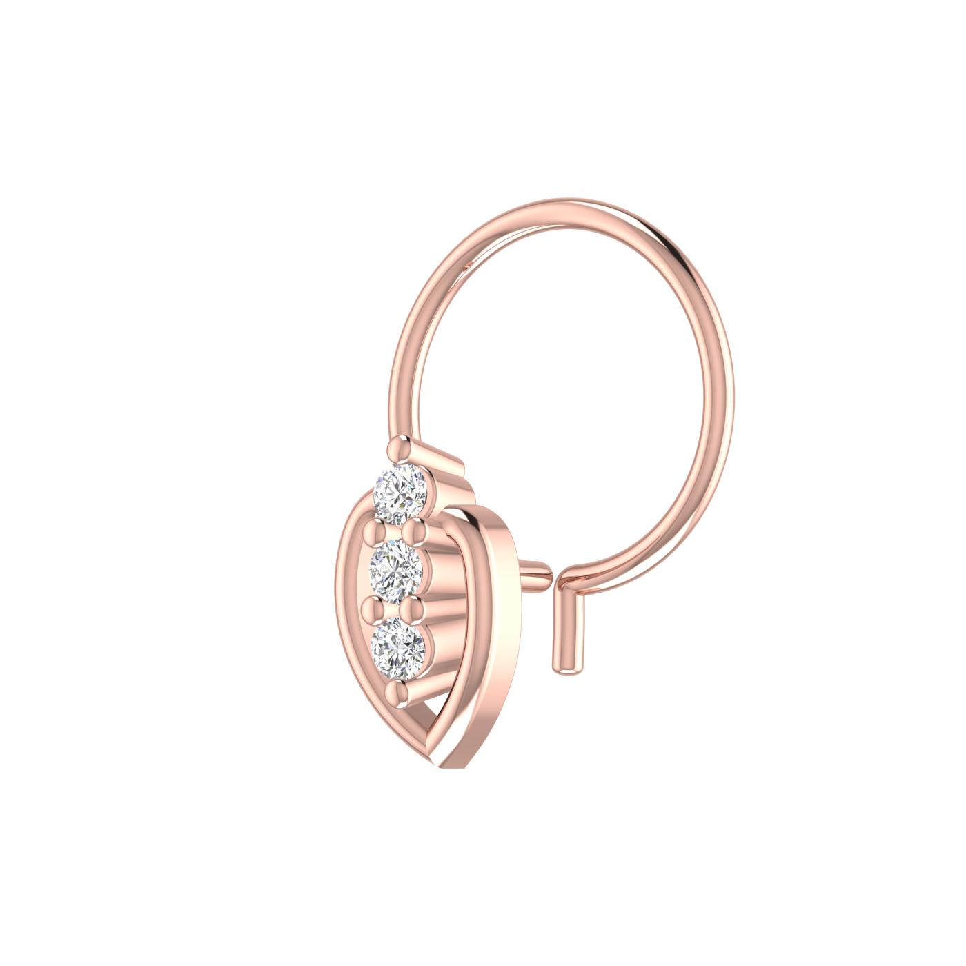 14K Gold Leaf Glow Spark Design 0.04ct Lab Grown Diamond Nose Pin
