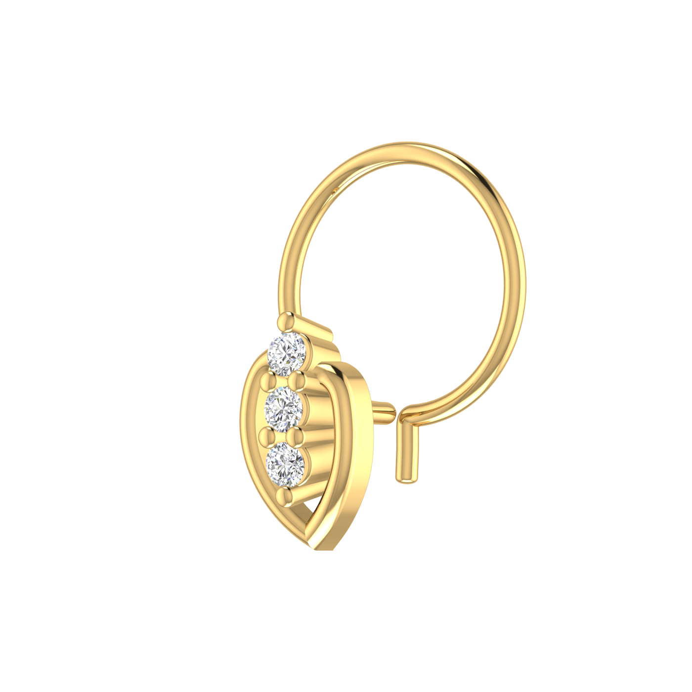 14K Gold Leaf Glow Spark Design 0.04ct Lab Grown Diamond Nose Pin