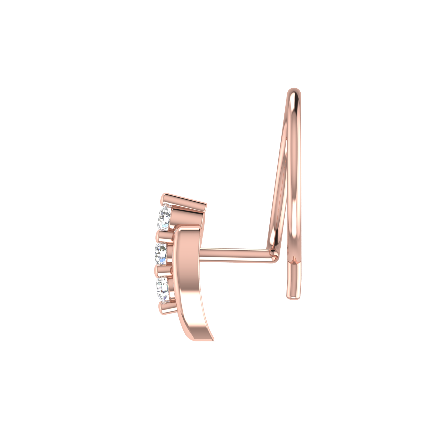 14K Gold Leaf Glow Spark Design 0.04ct Lab Grown Diamond Nose Pin