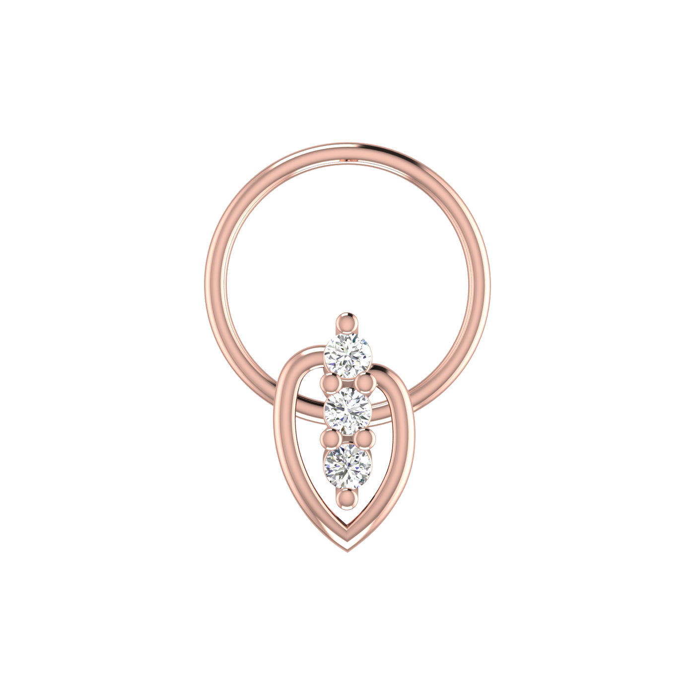 14K Gold Leaf Glow Spark Design 0.04ct Lab Grown Diamond Nose Pin