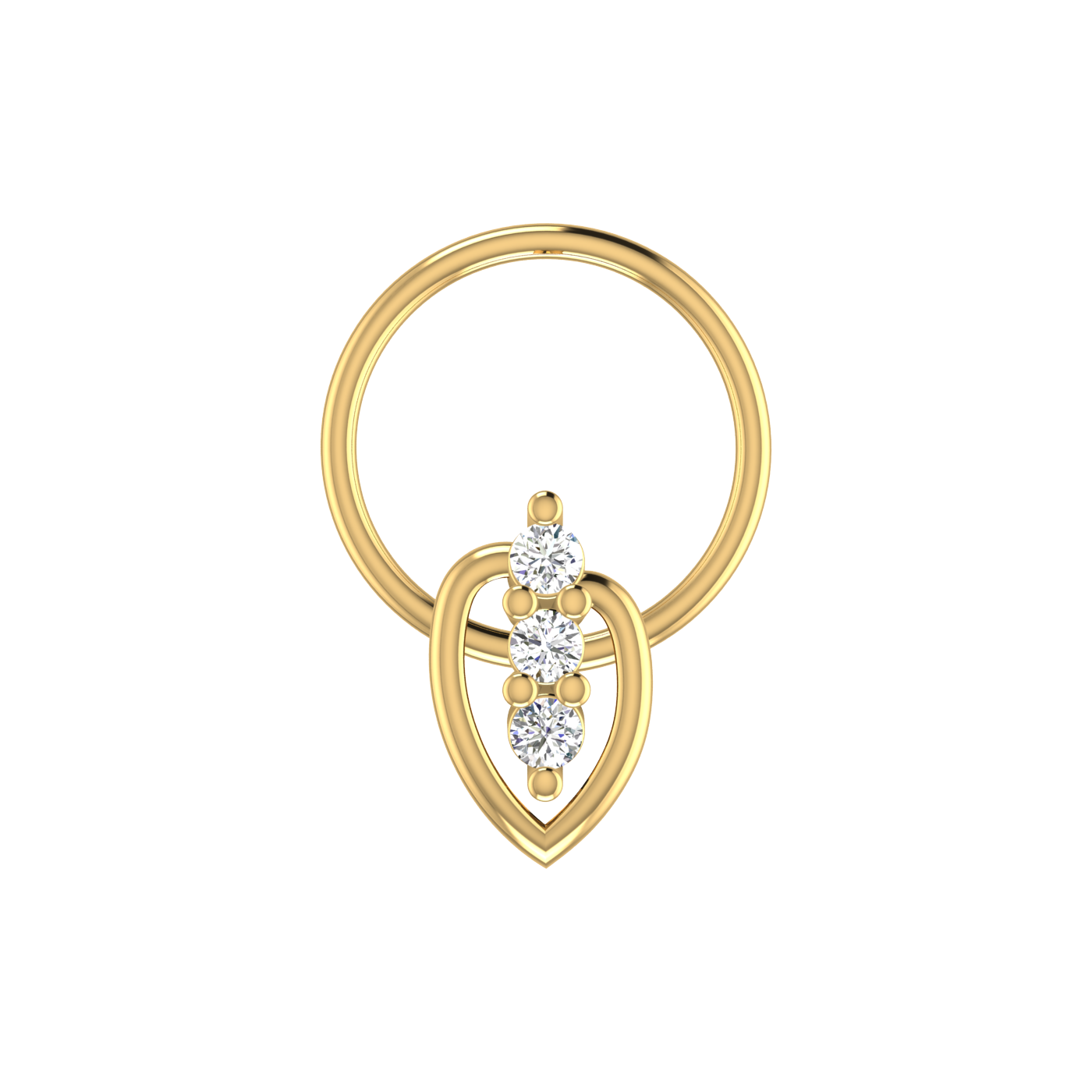 14K Gold Leaf Glow Spark Design 0.04ct Lab Grown Diamond Nose Pin