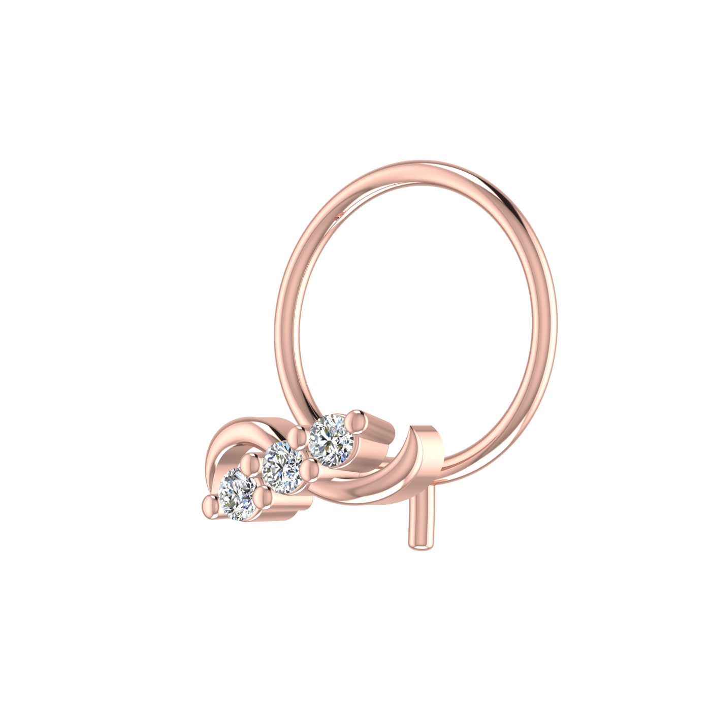 14K Gold Twilight Spark Design 0.04ct Lab Grown Diamond Nose Pin