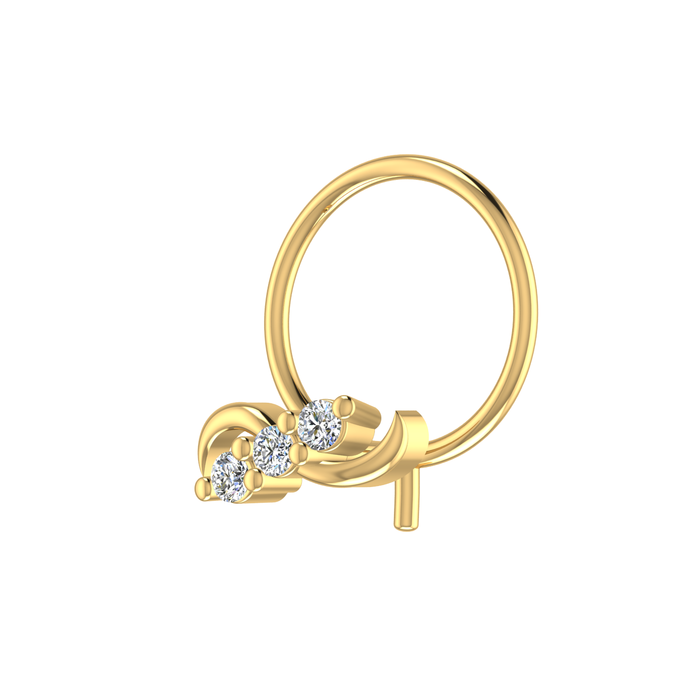14K Gold Twilight Spark Design 0.04ct Lab Grown Diamond Nose Pin