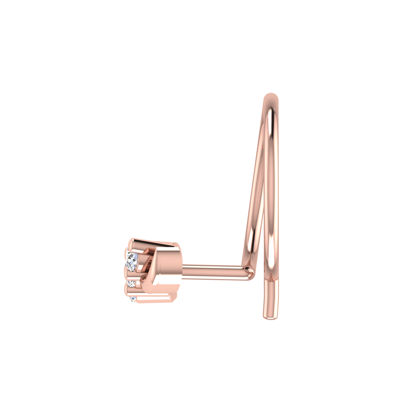 14K Gold Twilight Spark Design 0.04ct Lab Grown Diamond Nose Pin